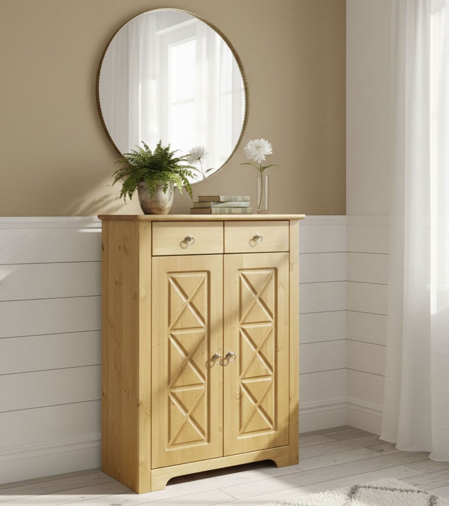 GOODproduct Kommode »Hugo« B/T/H: 74/38/100 cm,  aus massiver Kiefer, Breite 74 cm,  2 Schubladen, FSC® zertifiziert