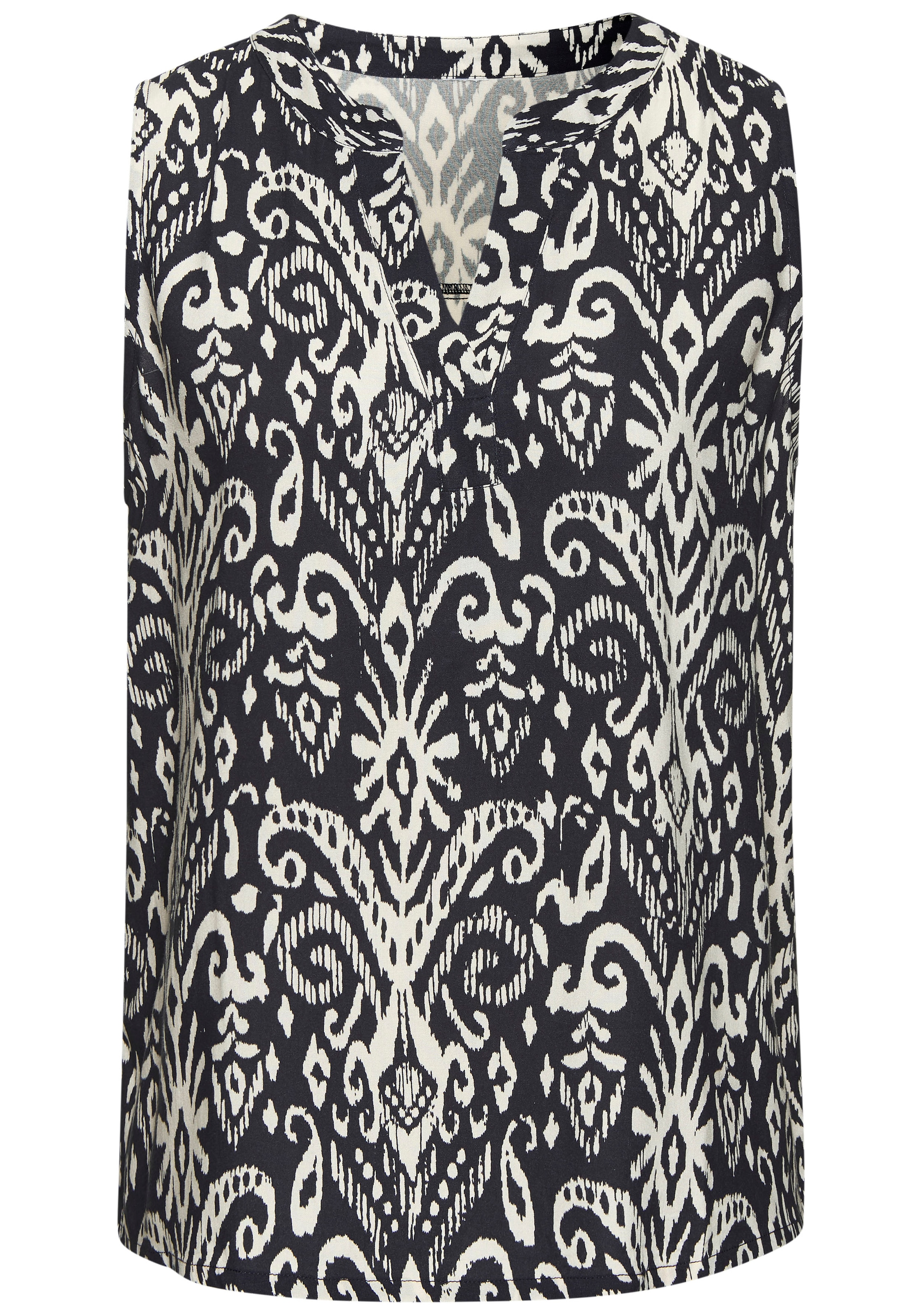 Vivance Blusentop mit V-Ausschnitt und Ethnomuster, Boho-Style, Blusenshirt, Damenbluse