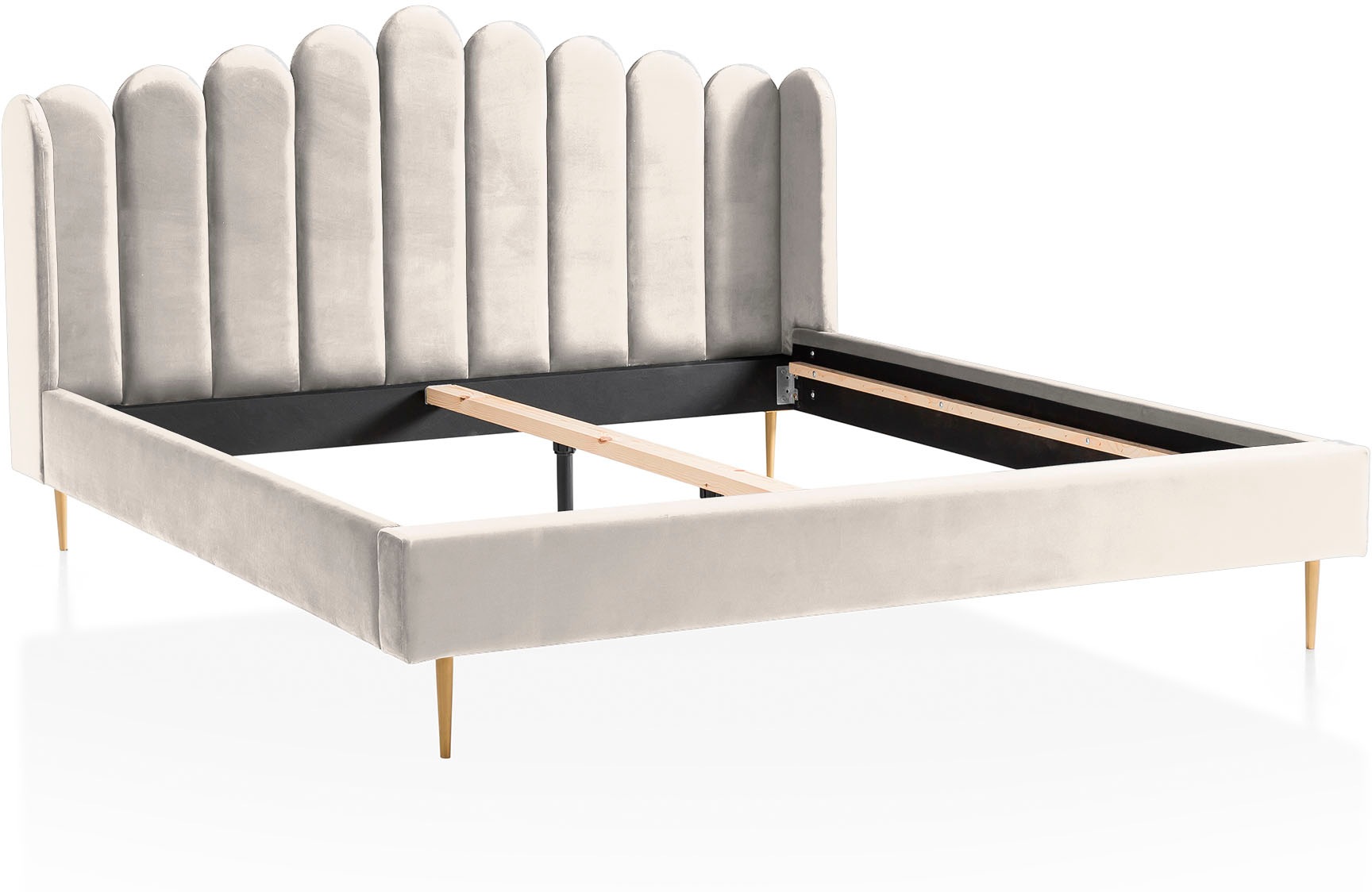 SalesFever Polsterbett »Komfortables Bett für erholsamen Schlaf« Eleganz trifft Komfort: Samt-Bezug, goldfarbene Metallfüsse