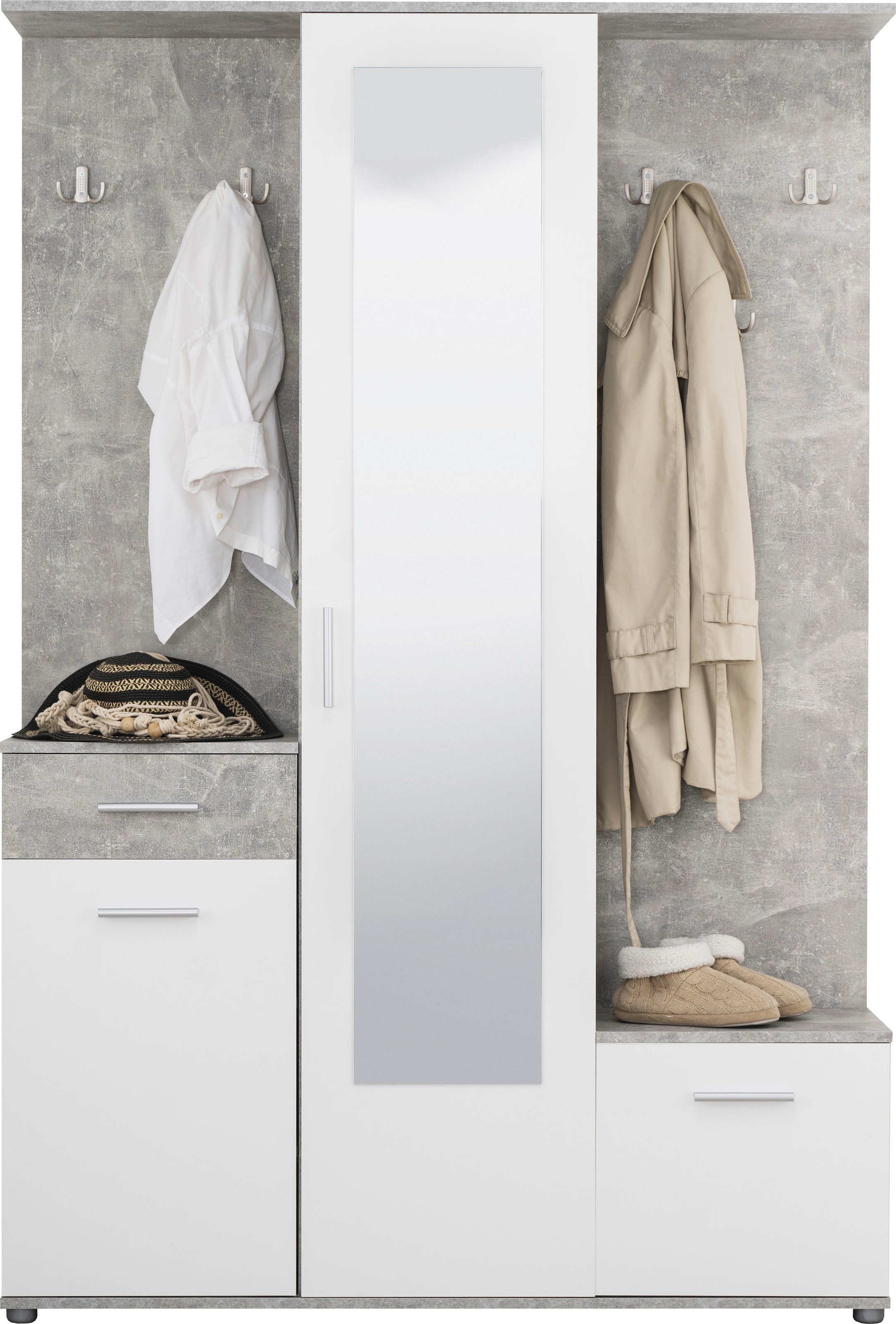 INOSIGN Vestiaire compact »Martin Flurgarderobe, Dielenschrank, Flurmöbel, Breite 134 cm« Schuhschrank, mit Spiegel, in modernen Farben, mit 10 Haken