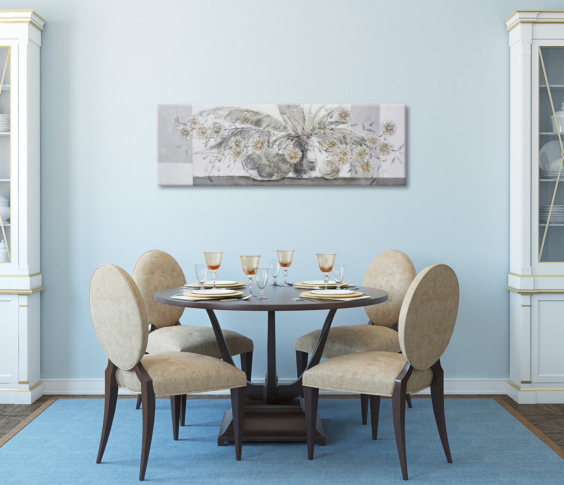 Bönninghoff Peinture à l'huile »handarbeit BLUMENVASE 40x120 cm – Wandbild Kunst Deko modern« Feuilles | Fleurs | Vases fabriqué à la main, chaque image est unique