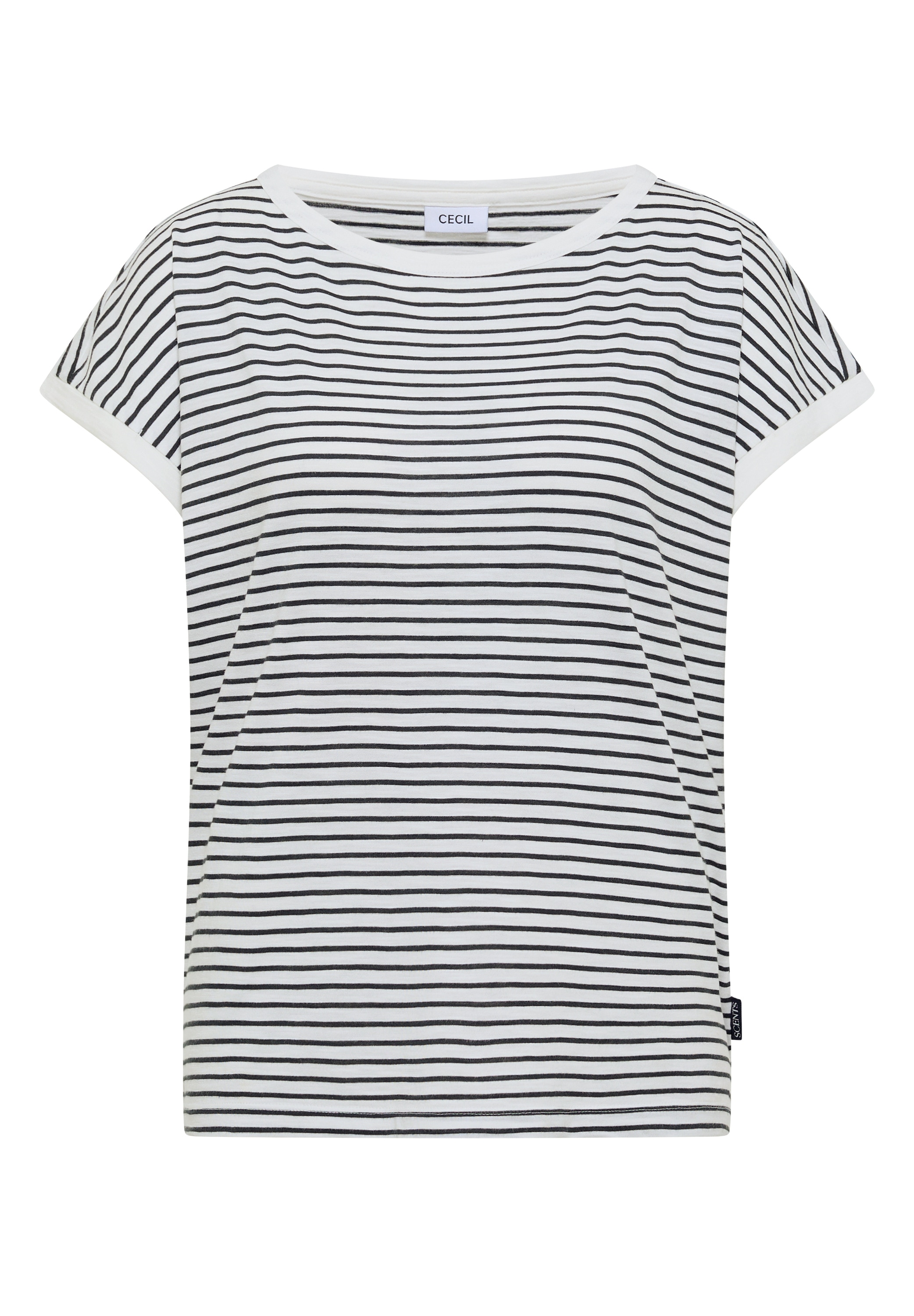 Cecil T-Shirt lässiger Streifenlook, Rundhals, softer Materialmix