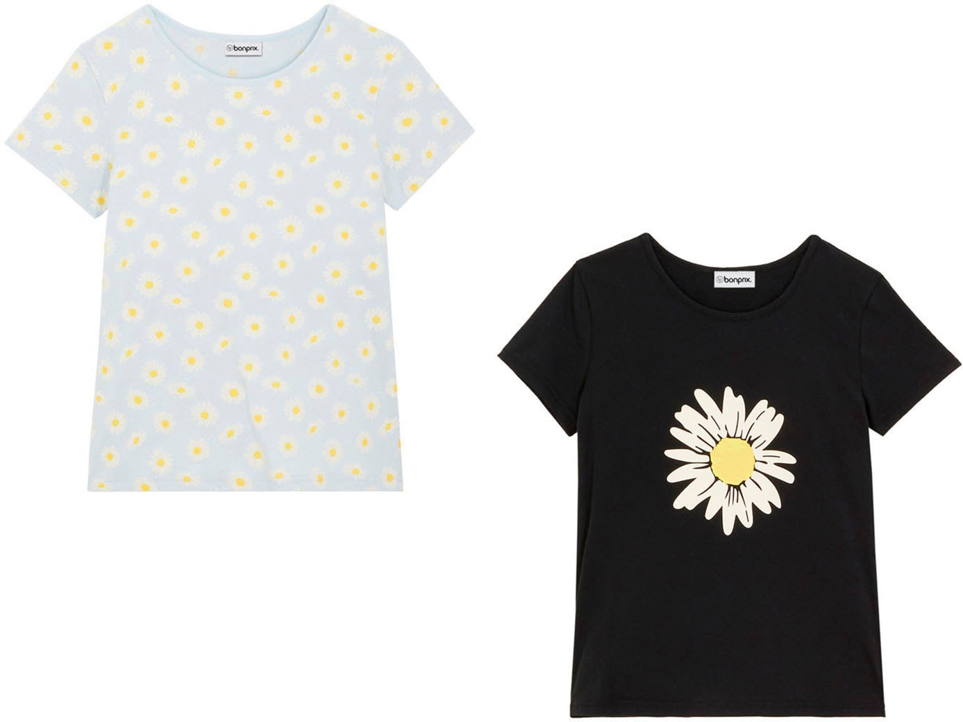 bonprix T-shirt Packung, 2 cuis Regular Fit, Kurzarm, für warme Tage, aus Baumwolle, Casual Stil