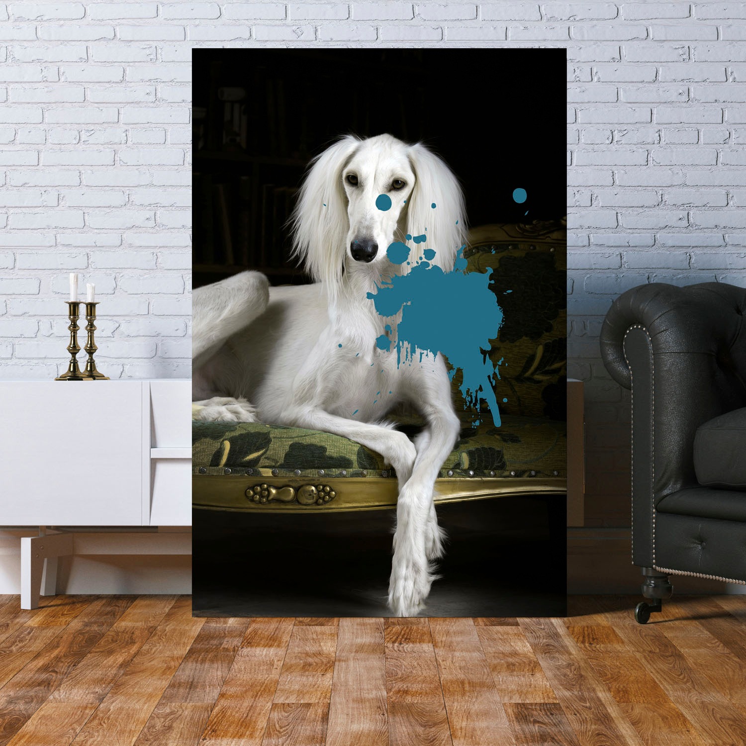 queence Acrylglasbild »Hund mit Farbklecks« Formen | Gemälde | Haustiere | Historische Persönlichkeiten | Hund | Hundebilder | Kunst Fine Art-Print in Galeriequalität