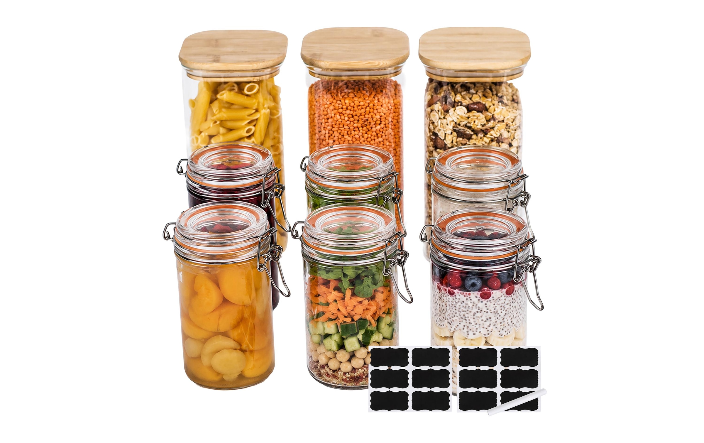 relaxdays Bocal à provisions »1500 ml, 9 Stück«