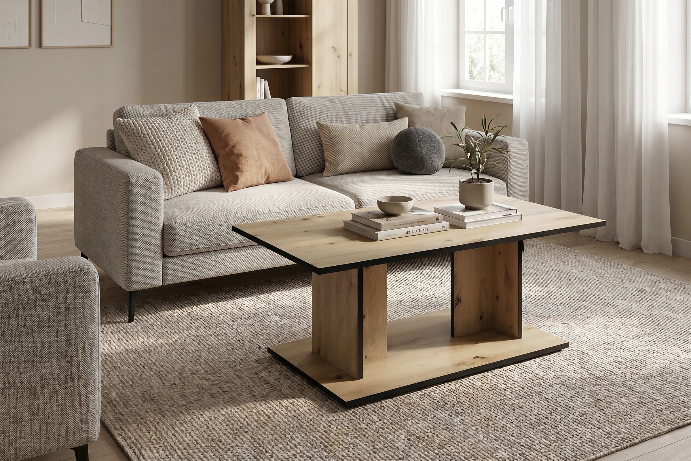 byLIVING Couchtisch »TOM« Eiche-Optik oder Weiss, Kante schwarz, Belastbarkeit 40 kg, B: 110 cm