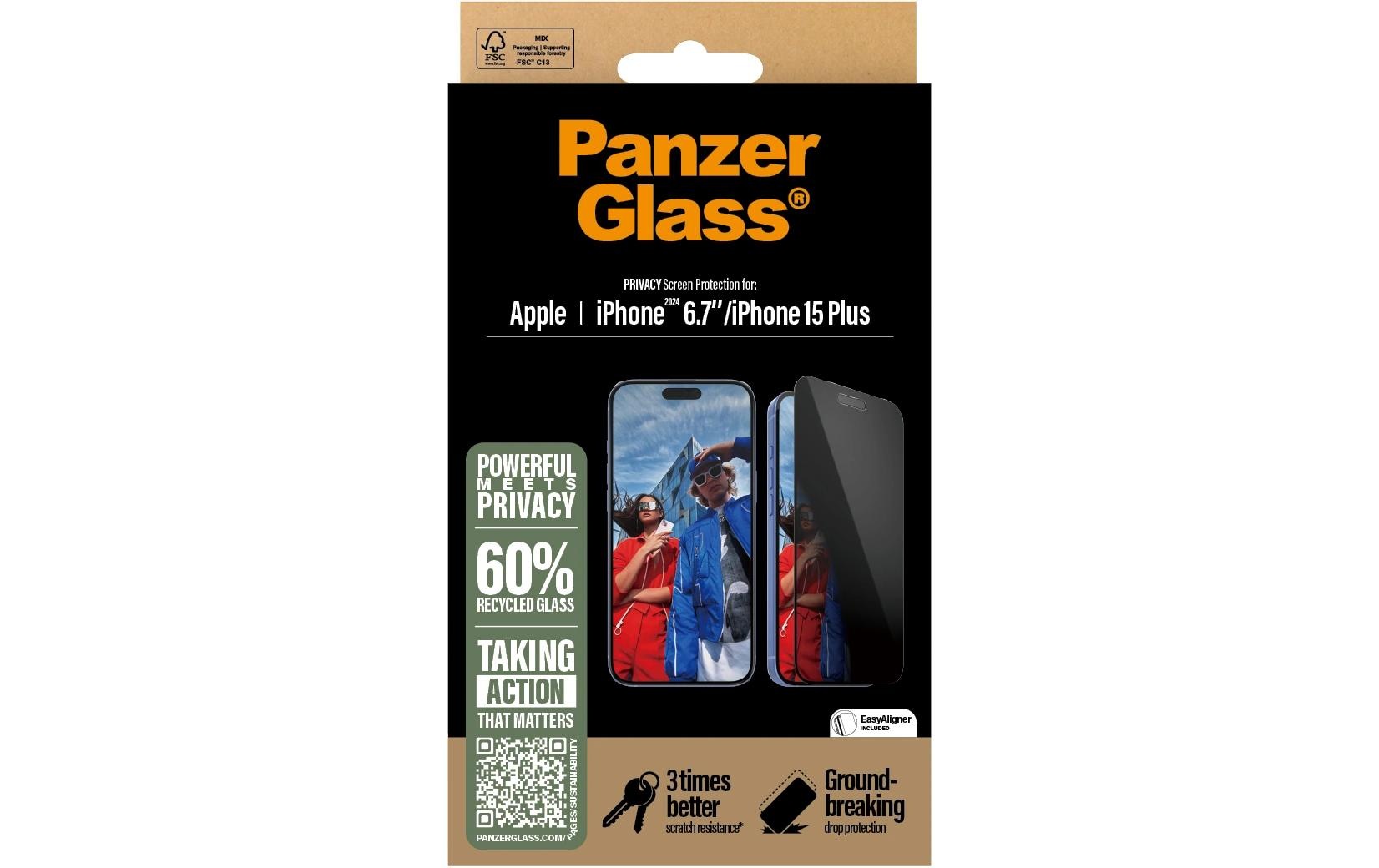 PanzerGlass Displayschutzglas »Ultra Wide Fit Privacy iPhone 16 Plus« für iPhone 16 Plus 1 Stk. tlg.
