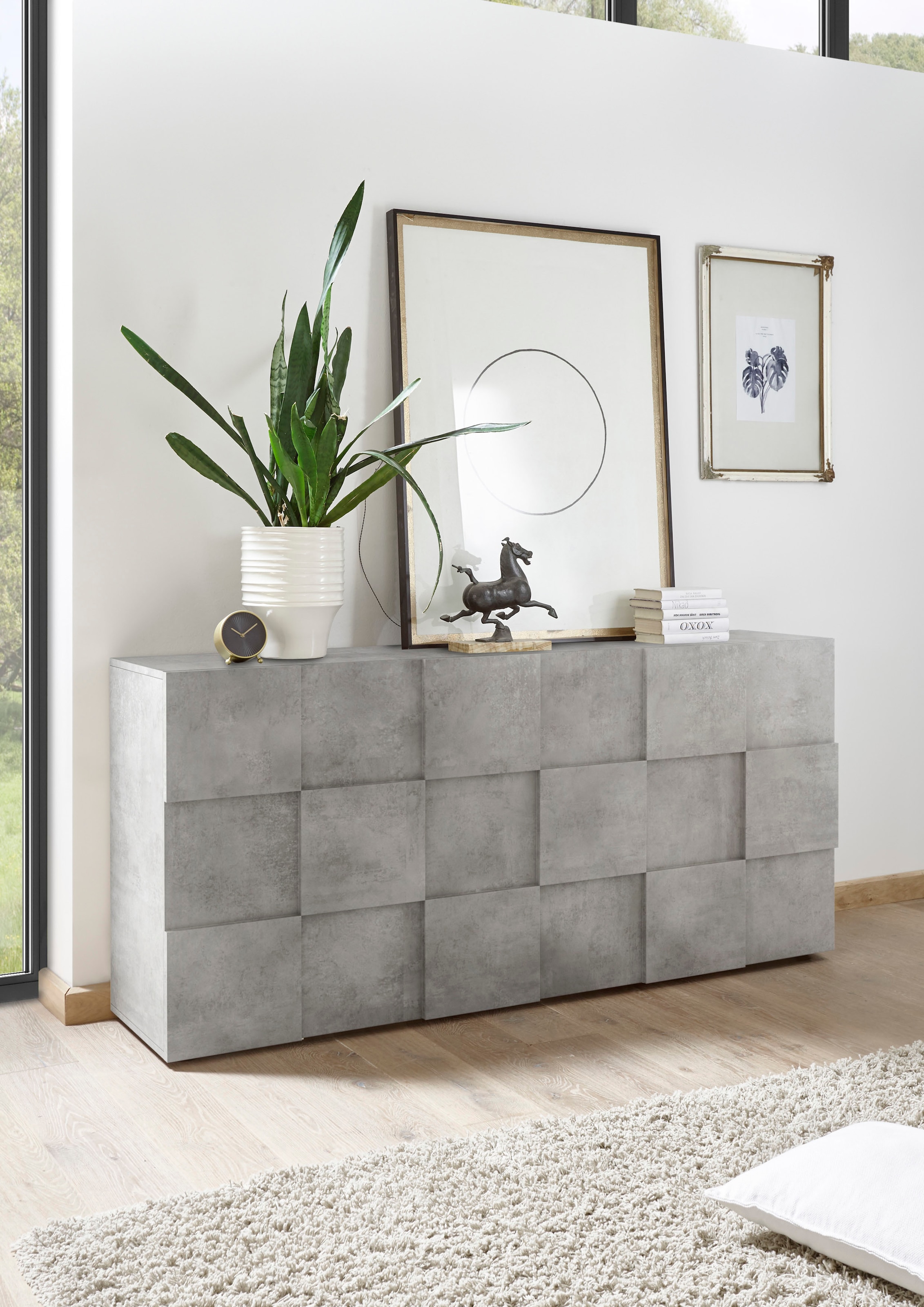 Home affaire Sideboard »Dama Breite 181, Kommode 3 Türen, Anrichte« Front in 3D-Optik, viel Stauraum, verschiedene Farben