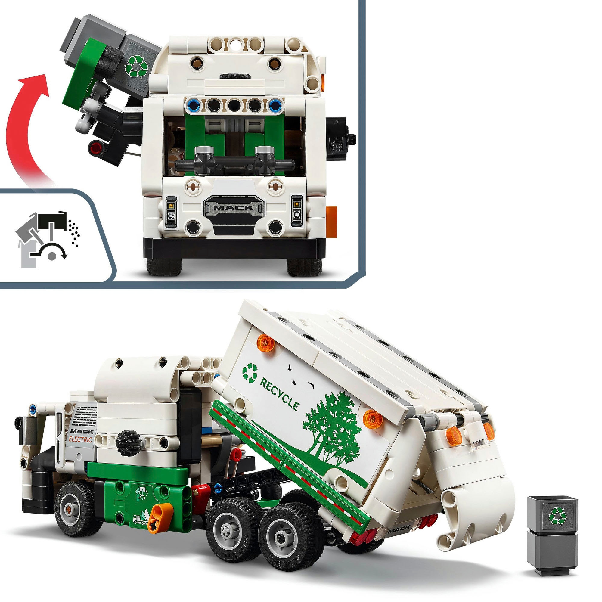 LEGO® Konstruktionsspielsteine »Mack® LR Electric Müllwagen (42167), LEGO Technic« Made in Europe