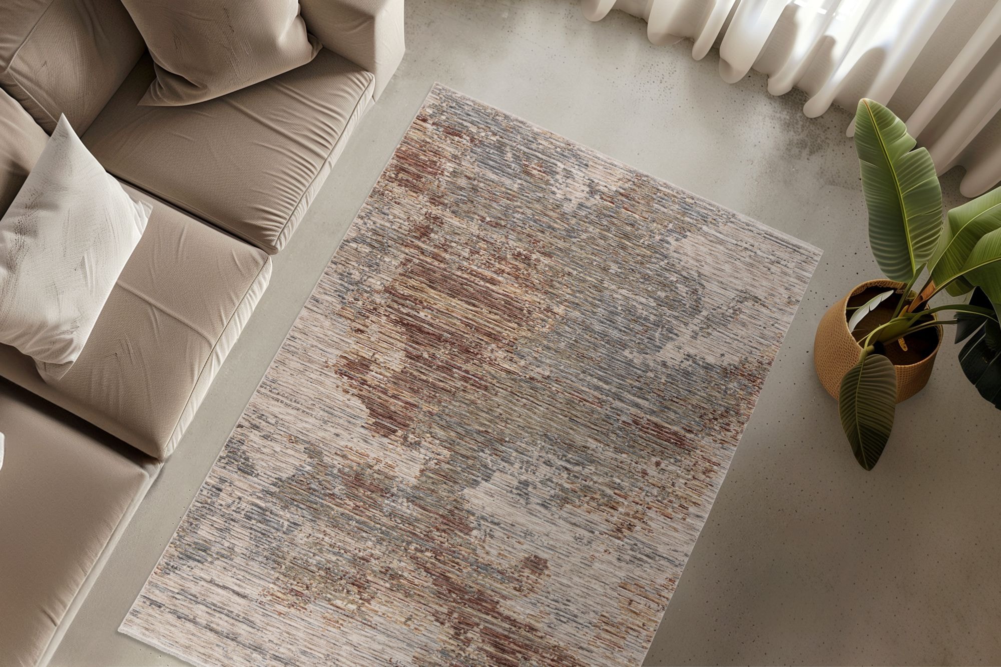 Kayoom Teppich »Pono 720« rechteckig 10 mm Höhe Kurzflor, Vintage, Modernes Muster, Fussbodenheizungsgeeignet