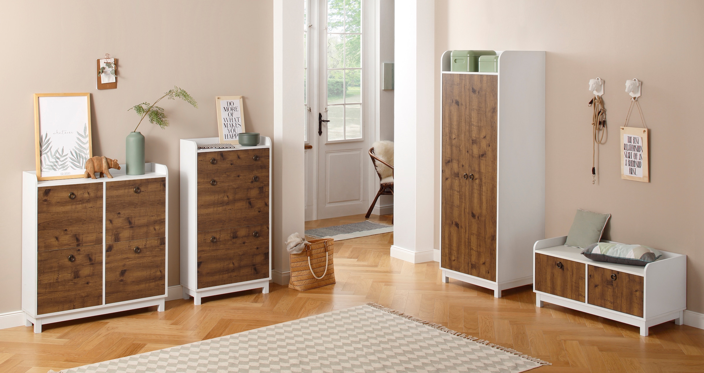 Home affaire Banc »Goslar« mit schönen Metallgriffen, folierter Holzwerkstoff, Breite 92 cm