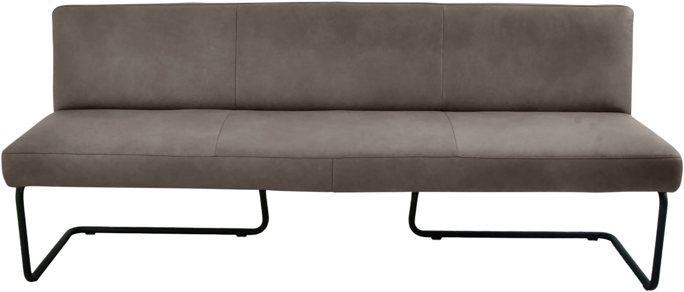 K+W Komfort & Wohnen Banc rembourré forme arrondie, patin tubulaire long courbé, cuir véritable