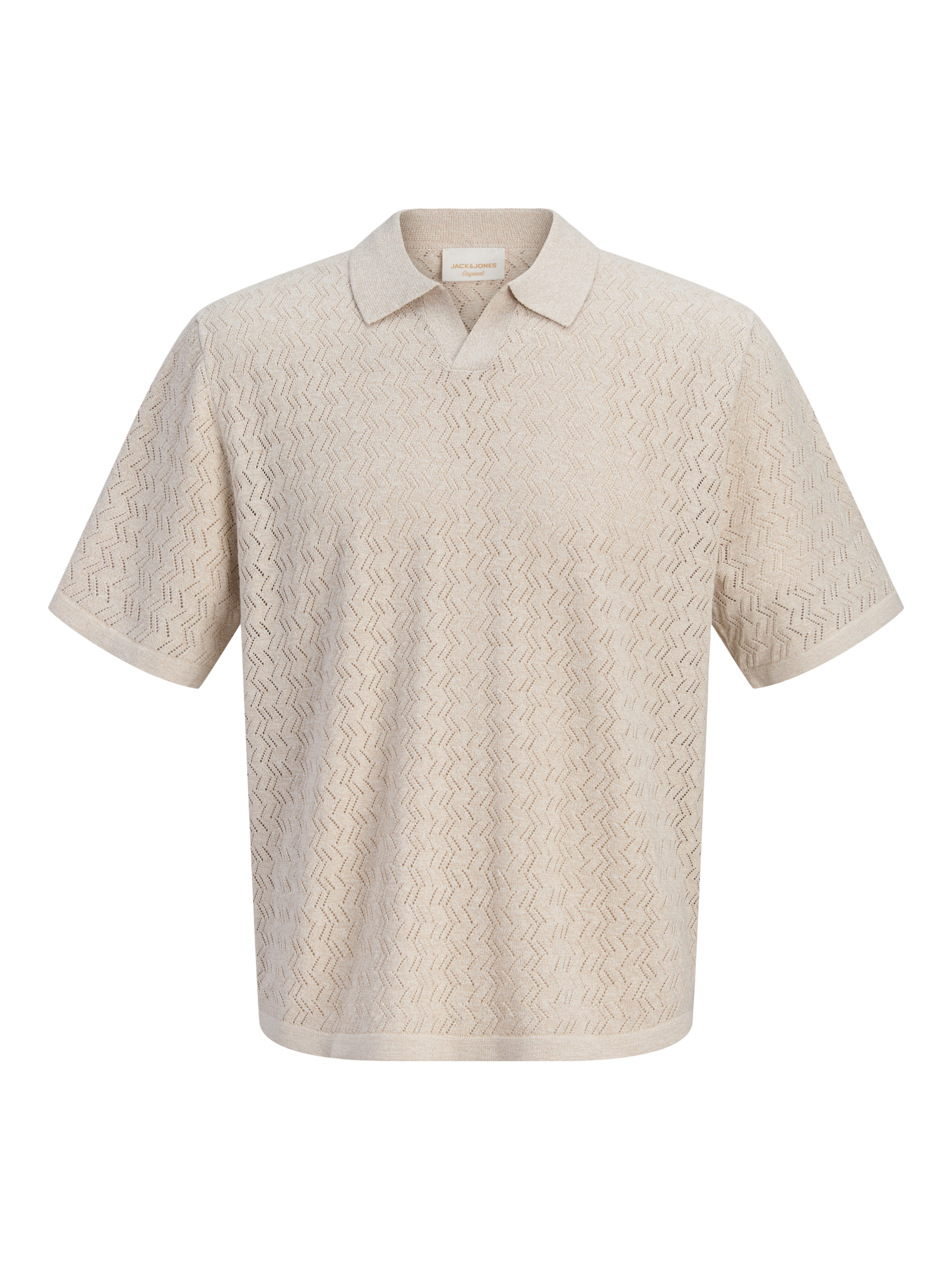 Jack & Jones Pull à col polo »JORTYLER KNIT SS SPLIT NECK POLO SN« mélange coton, coupe régulière