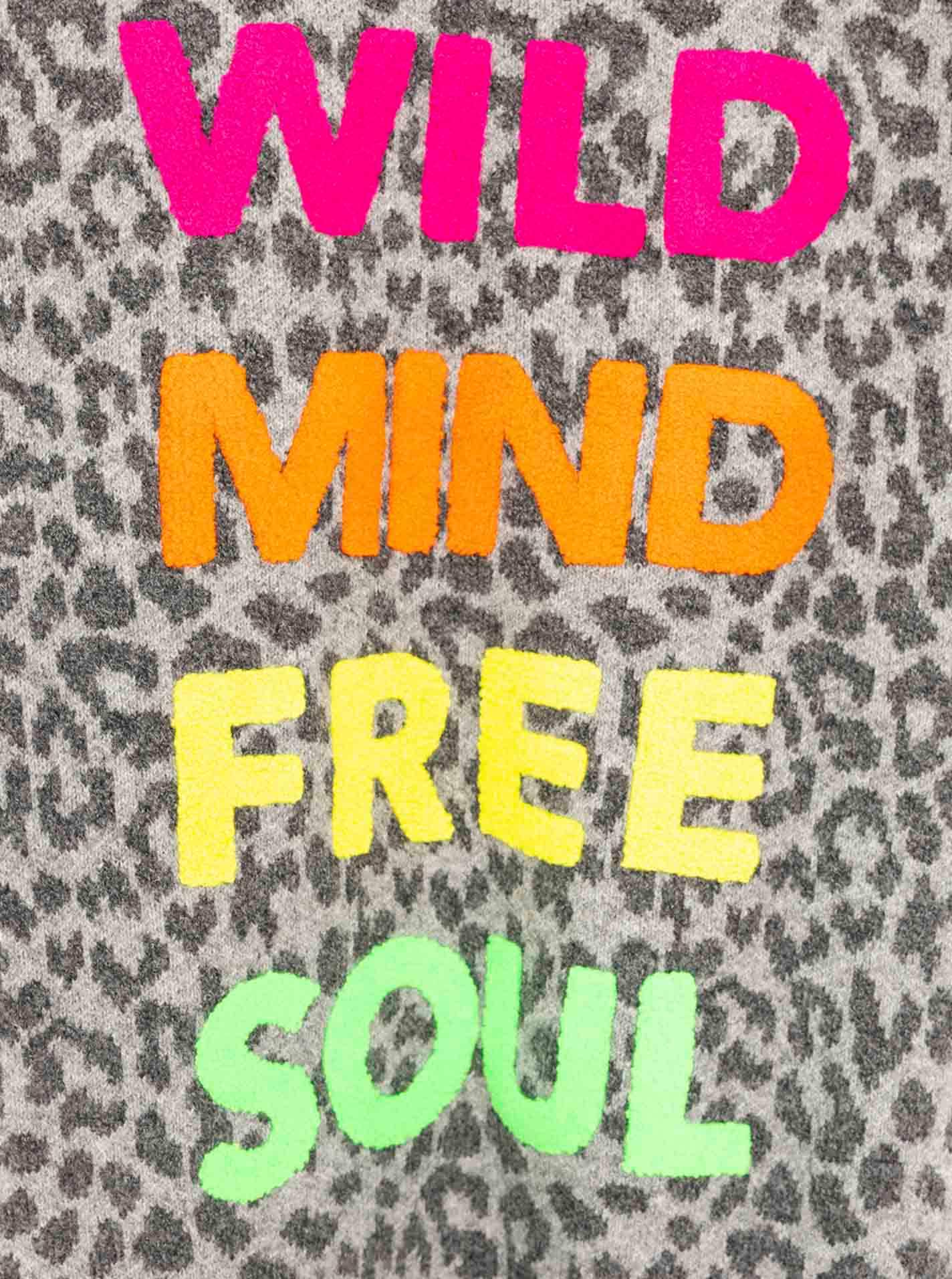 Zwillingsherz Cardigan »"Wild Leo"« Leomuster, Schriftzug hinten in Neon, gestreifte Bündchen