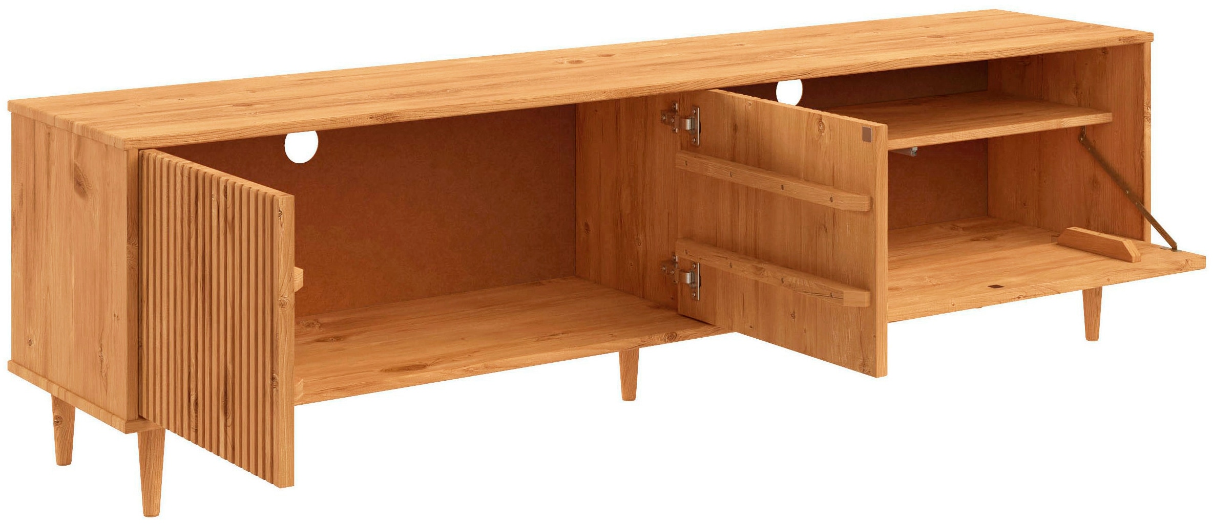 GOODproduct Lowboard »Malmedy  Front mit gefrästen Rillen« TV-Kommode aus massivem Kiefernholz, Push-to-open, Breite 180 cm