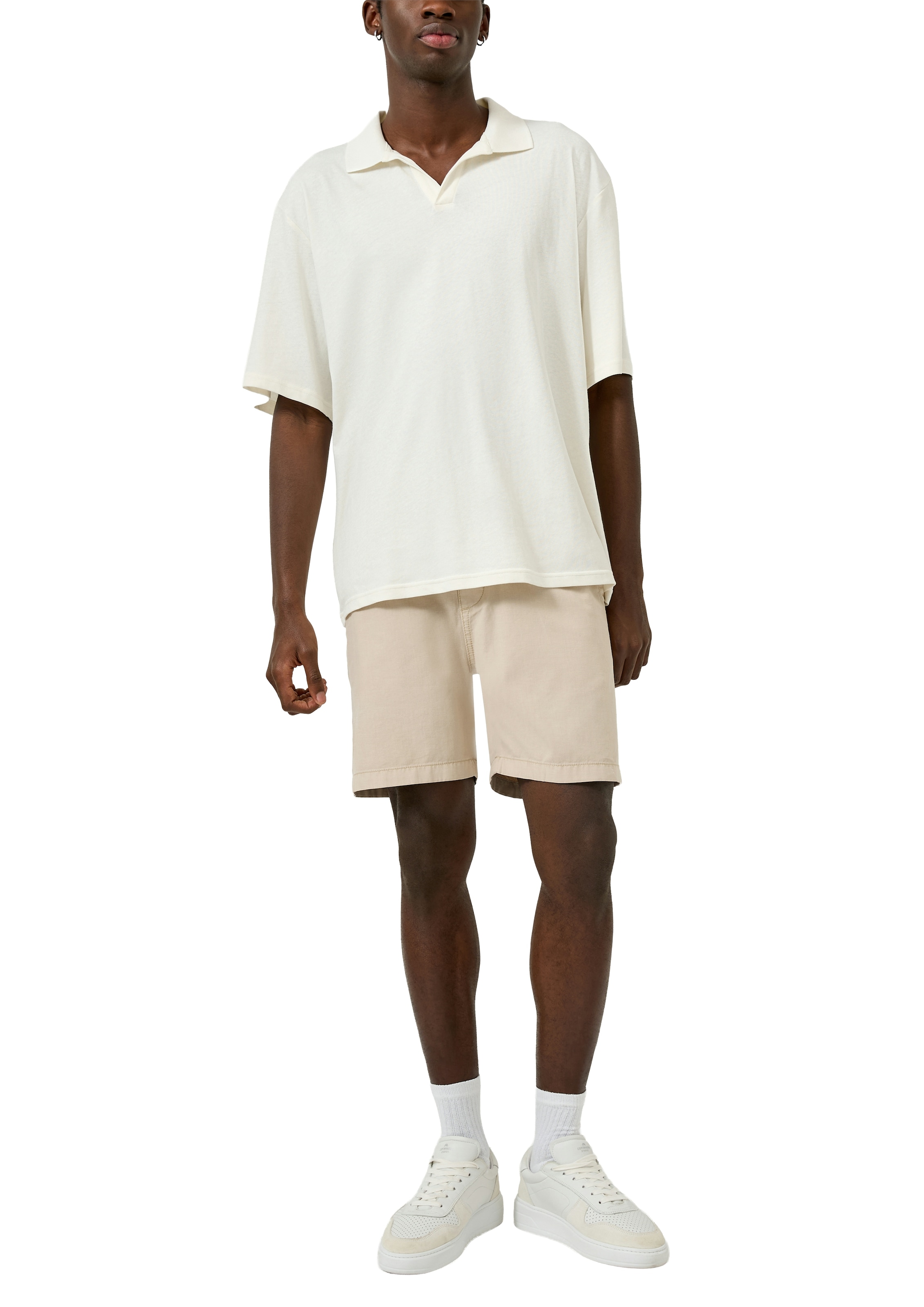 QS Kurzarmshirt Sommer-Poloshirt mit Leinen