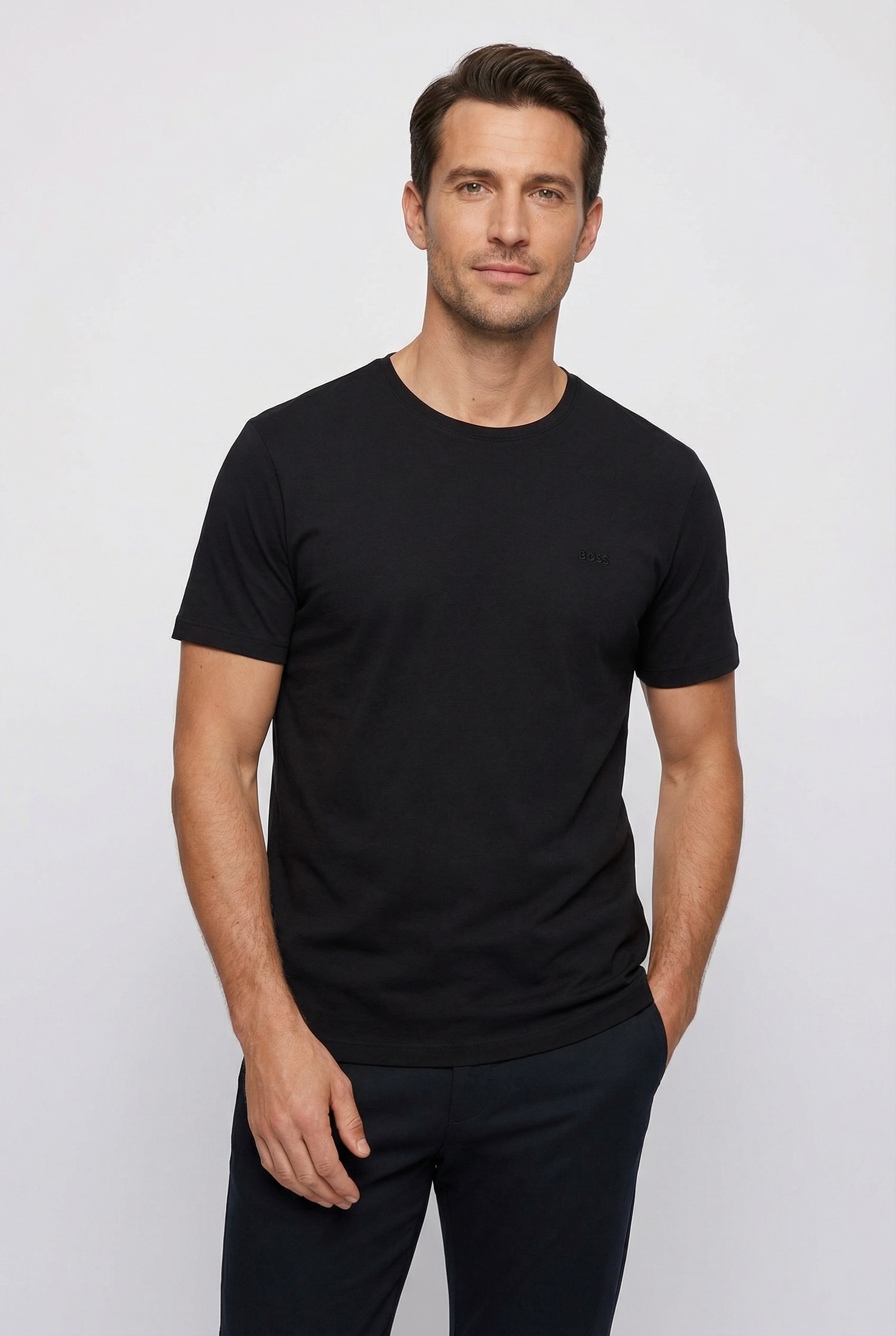 BOSS Shirt à col rond »B-TShirtRN 2P Comfor« Packung, 2er-Pack, 2 cuis mit tonalen Logo