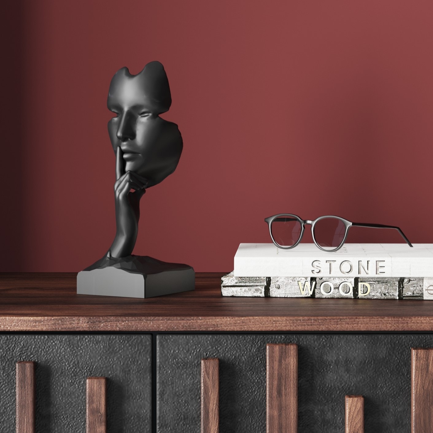 Kare Design Objet décoratif »Deko Objekt Quiet Face Schwarz 31cm«