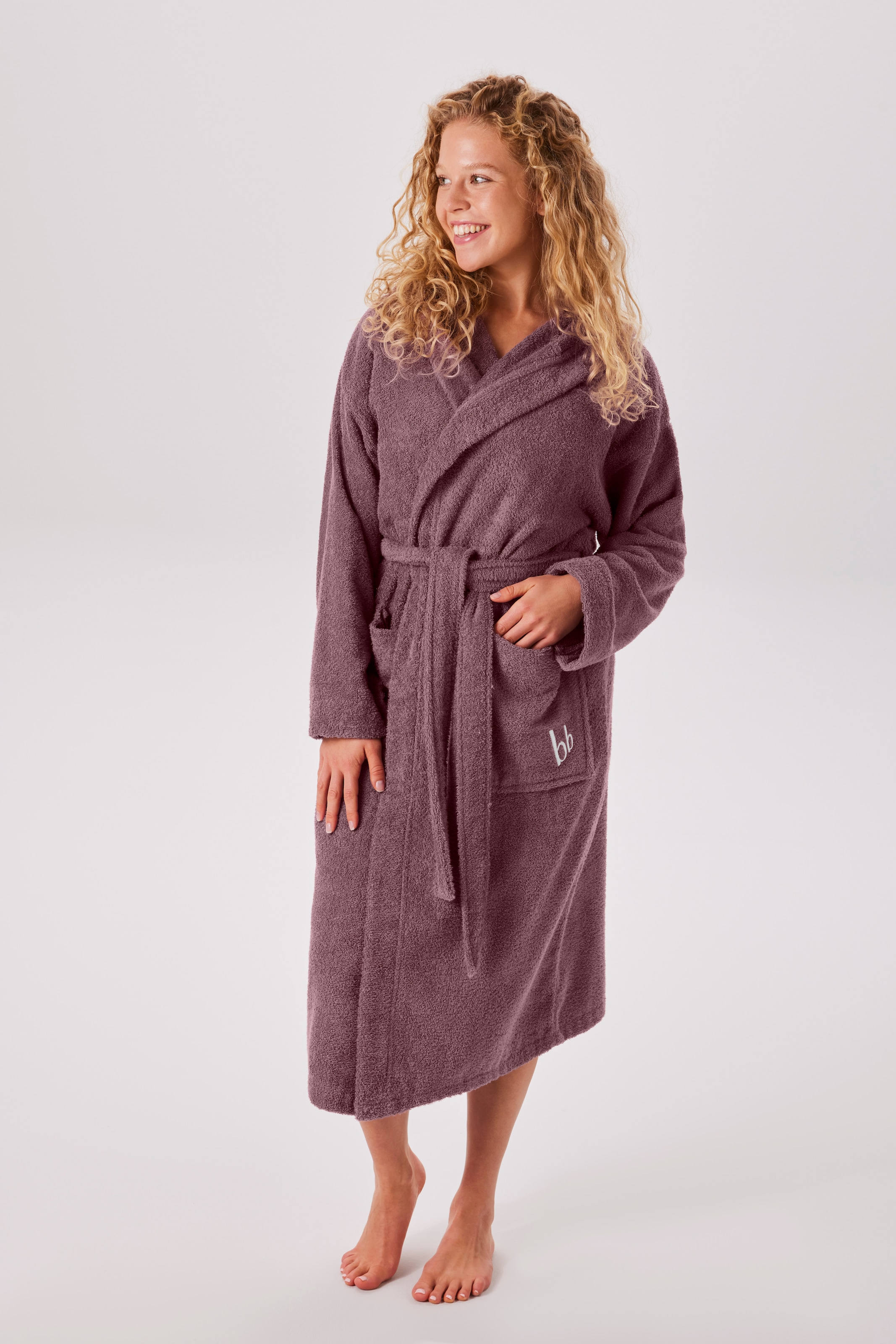 Bruno Banani Peignoir de bain unisexe »Robby, ideal für Sauna & Spa, Standard, Premium und Überlänge« 1 cuis robes de chambre pour dames & hommes, coton, avec poches, sauna, XS-3XL