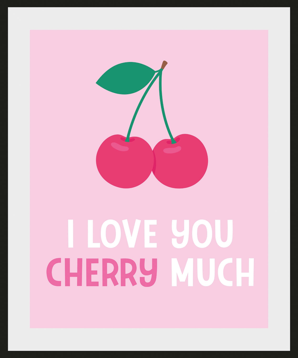 queence Image »I LOVE YOU CHERRY MUCH« 1 cuis tlg. HD Premium Poster-Druck inkl. Holzrahmen