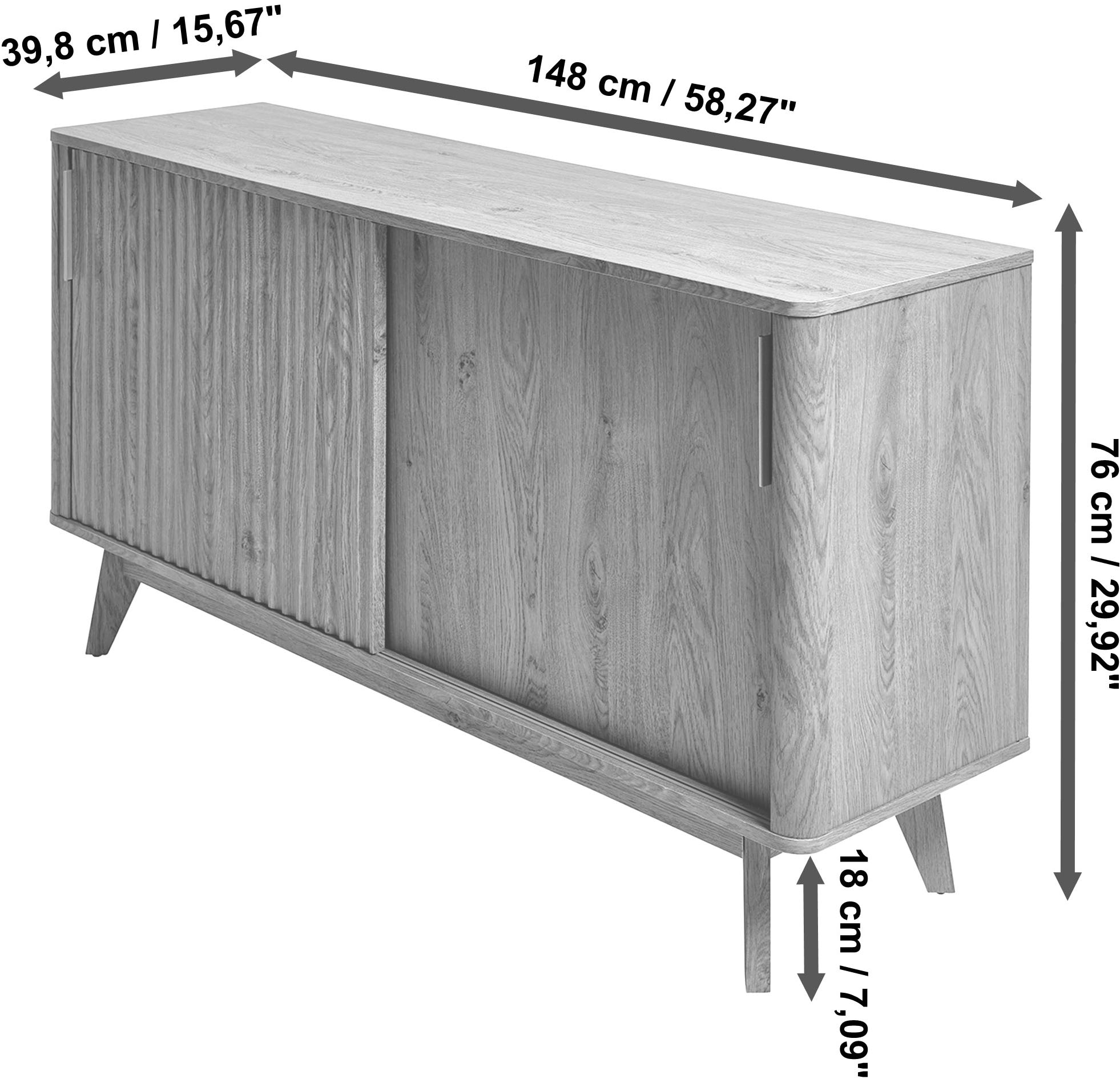Jahnke Sideboard »WAVE SBS 145« 1 Stk. tlg. Retro-Stil, mit 2 Schiebetüren, ca. 148 cm