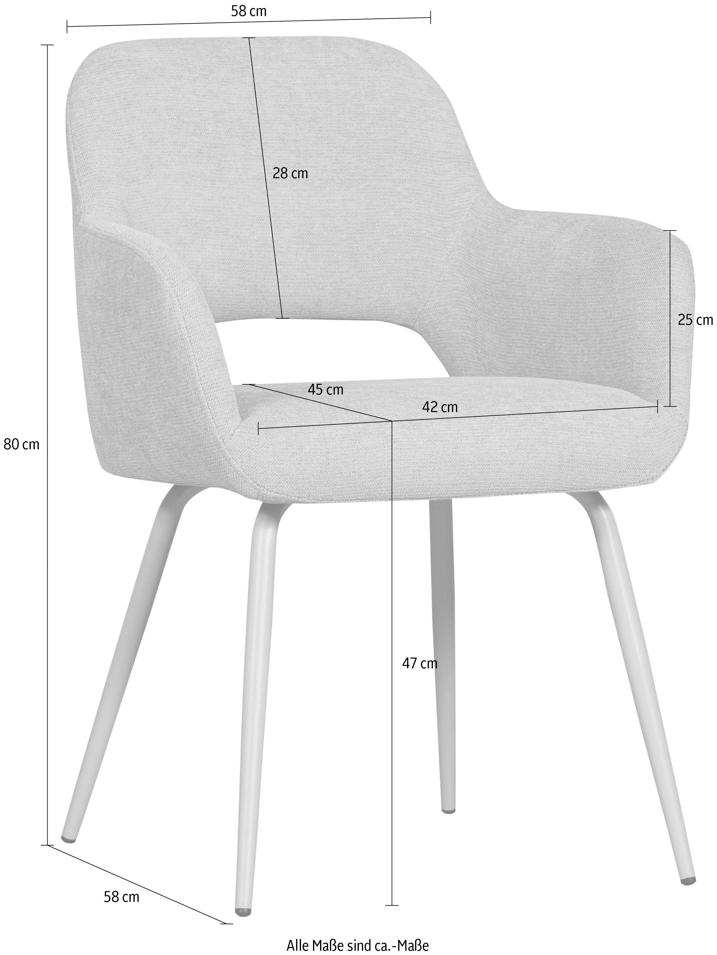 WOOOD Esszimmerstuhl »Jenny mit Hope-Gewebtem Bezug und Metallgestell, B 58 x T 58 x H 80 cm« (Set) 2 Stk.(Set, 2 St) Sehr hohe Verschleissfestigkeit, Tragkraft 100 kg