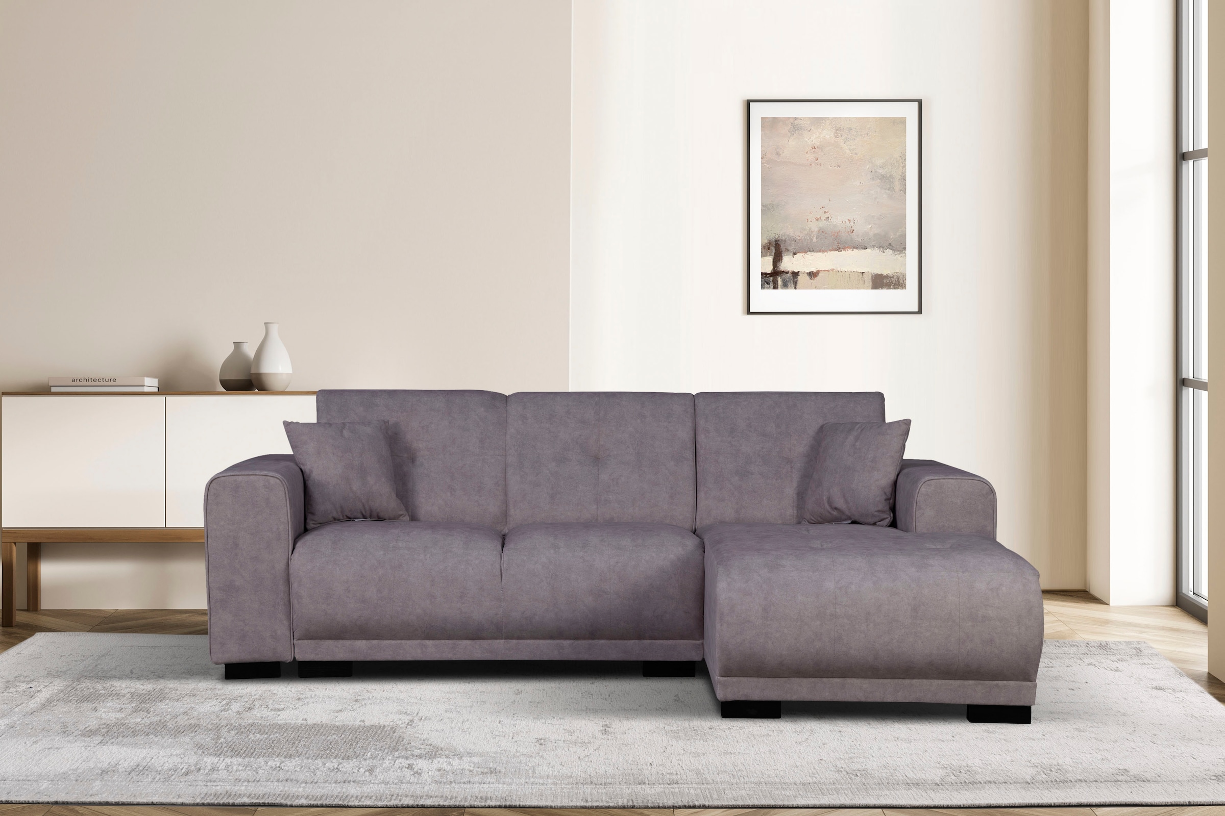 Home affaire Canapé d'angle »Langeland L-Form« incl. 2 Zierkissen, Recamiere wahlweise links oder rechts