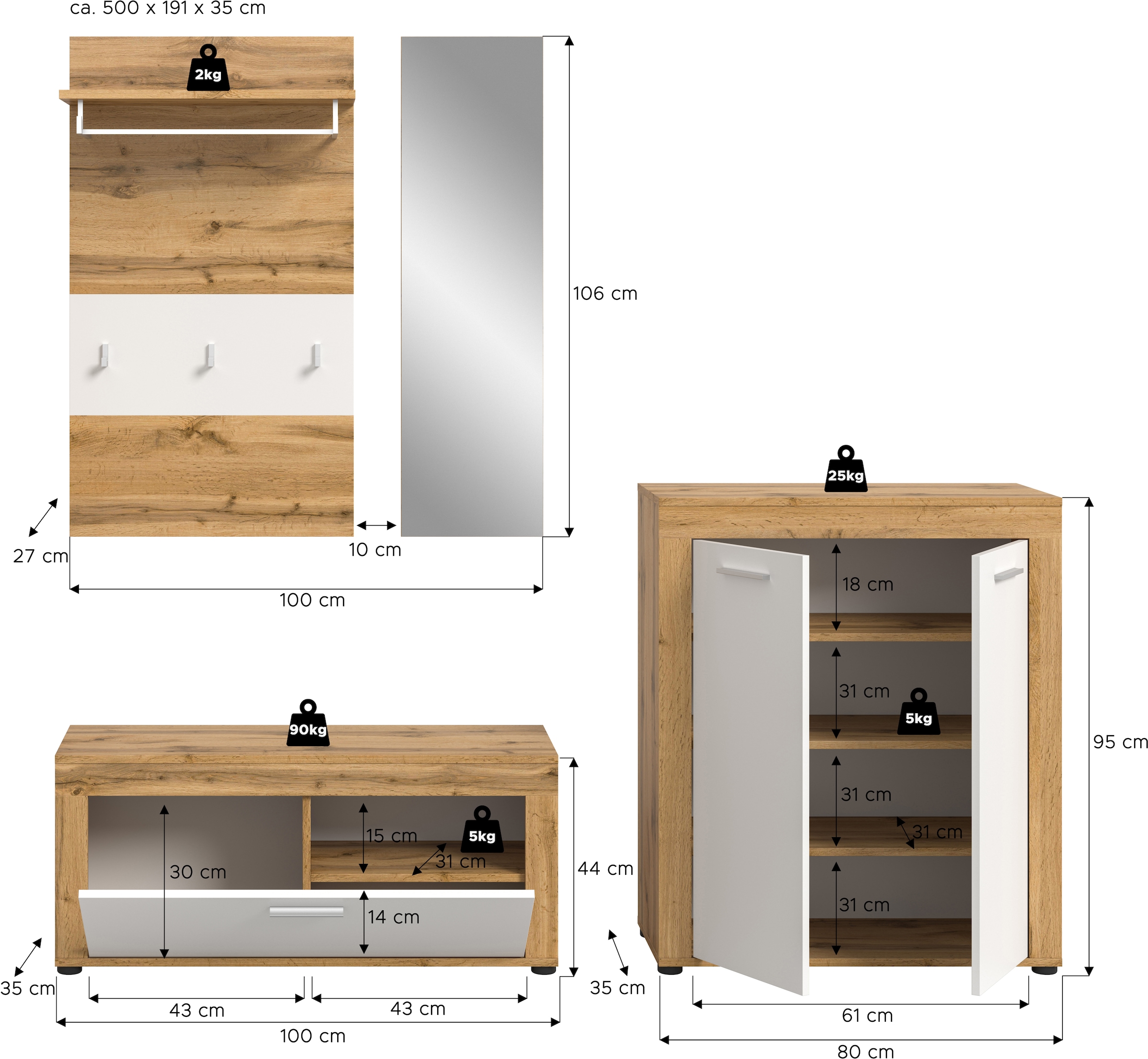 Home affaire Ensemble de vestiaires »Aosta« Set, 4 cuis tlg.