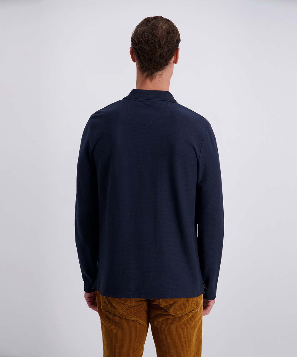 Pierre Cardin Langarm-Poloshirt mit Strukturmuster