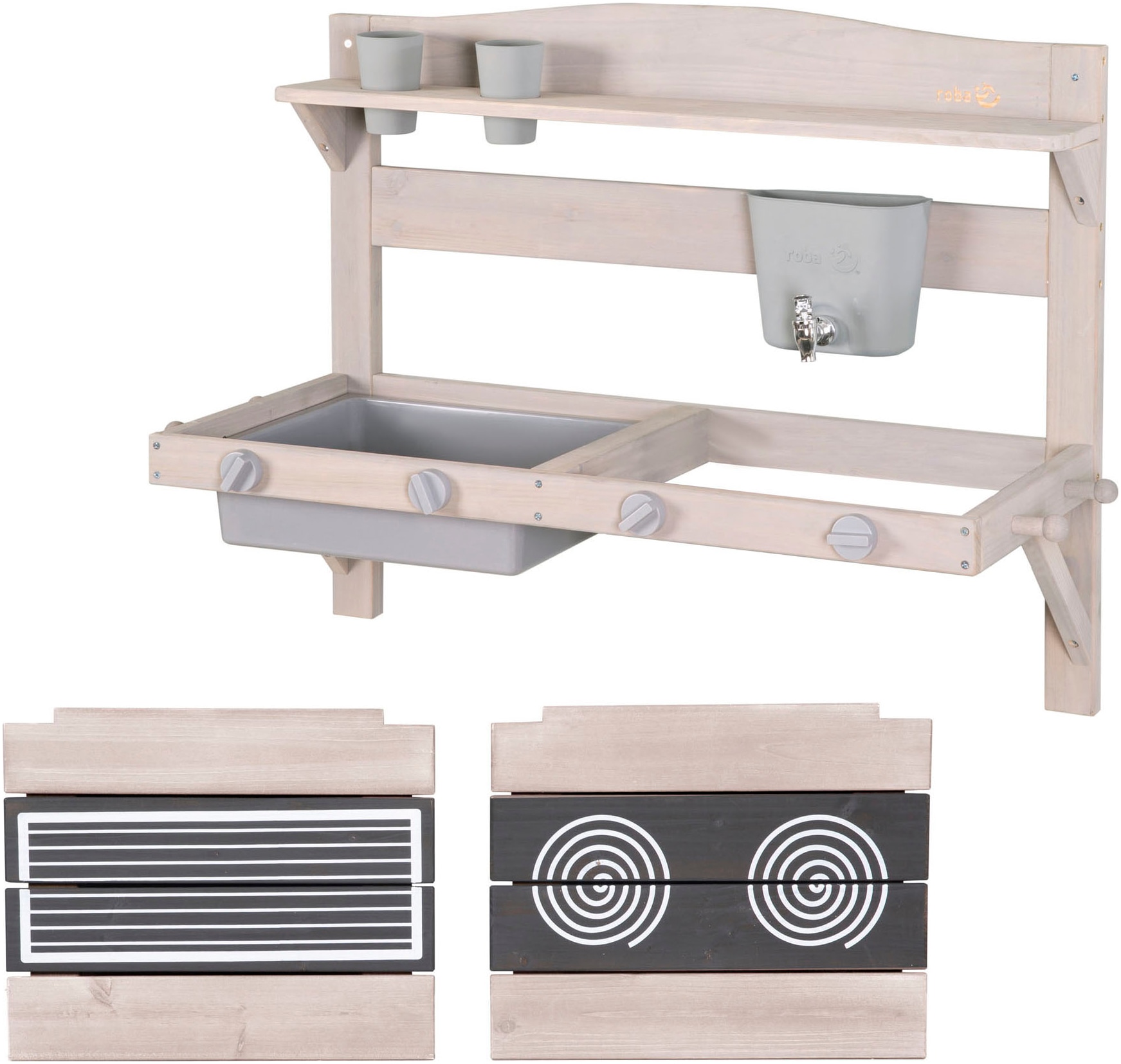 roba® Outdoor-Spielküche »Matschküche zum Aufhängen, grau lasiert, aus Holz« FSC® - schützt Wald