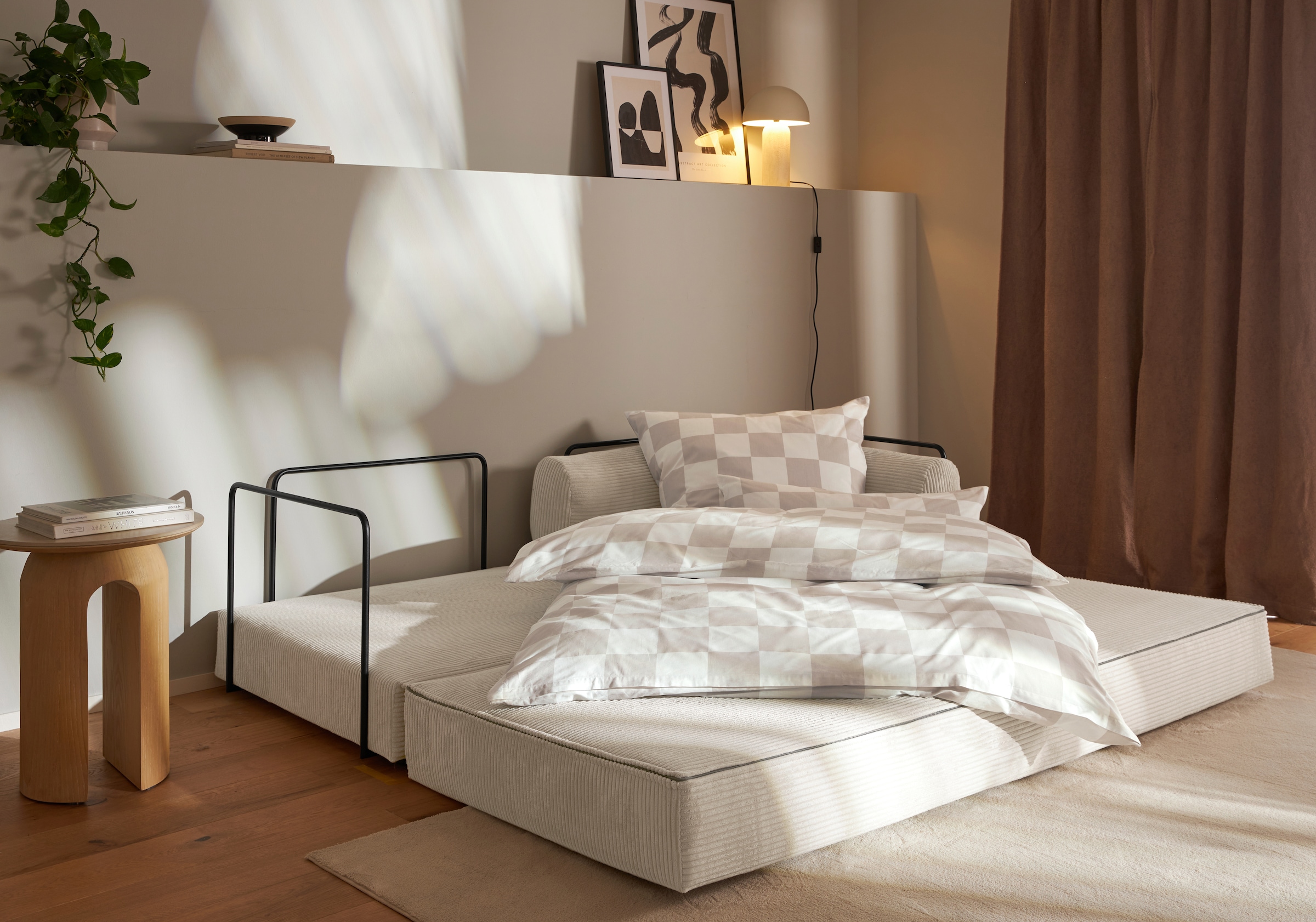 homsy by Ana Johnson Schlafsofa »Folda, Dauerschläfer, Breite 206 cm, Liegefläche 181x198 cm« mit Bett-/Schlaffunktion, inkl. 1x Zierkissen, Tonnentaschenfederkern