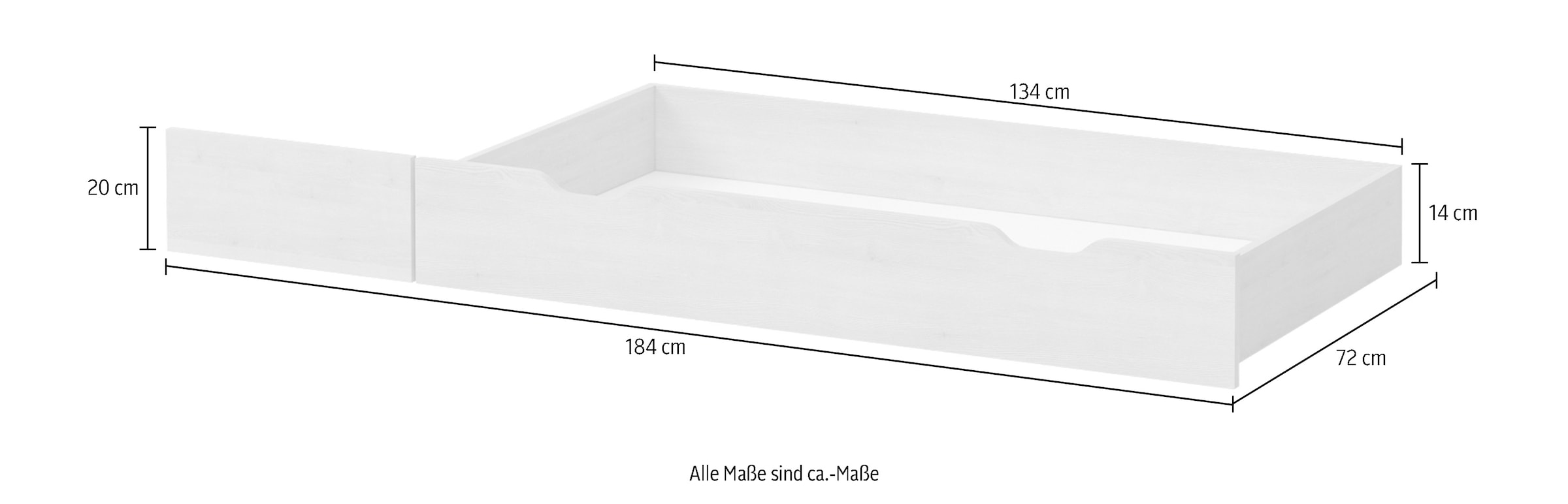 GOODproduct Tiroir de lit »Evergreen,Schublade auf Rollen für ausreichend Stauraum unter dem Bett« complément pour le lit Evergreen