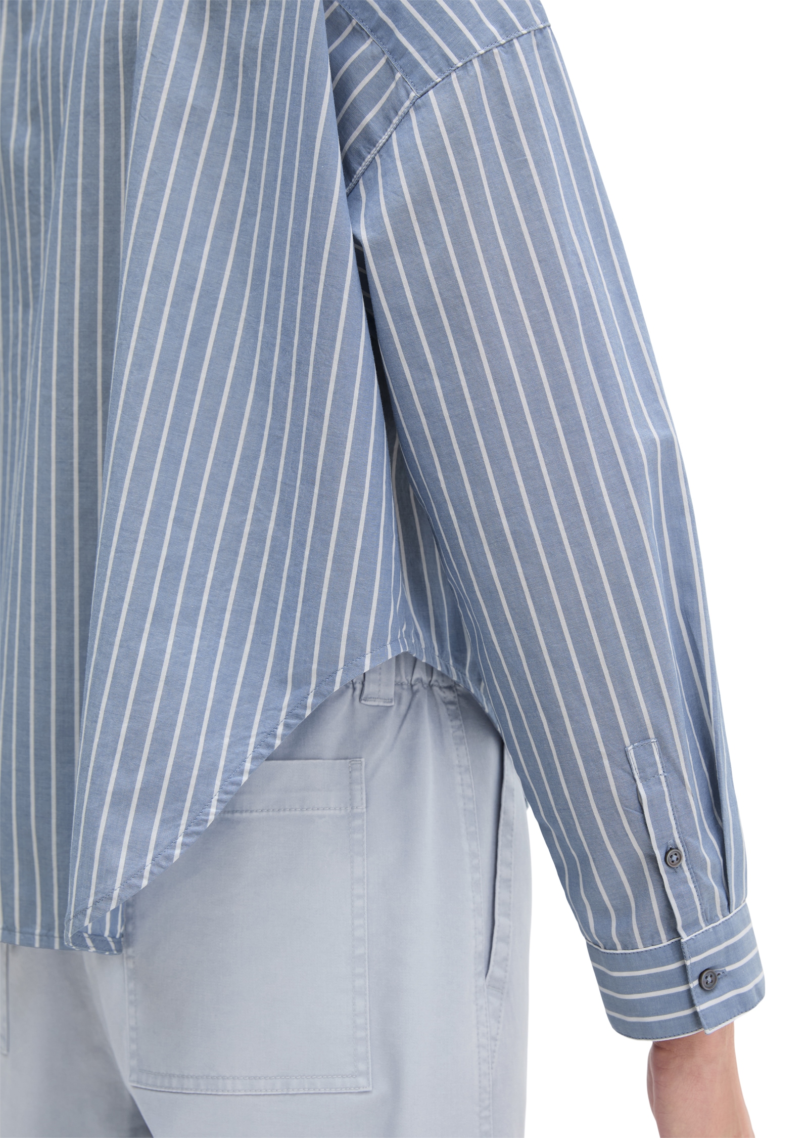 Marc O'Polo Blouse chemise bequem weite Form, garngefärbter Chambray, Kentkragen