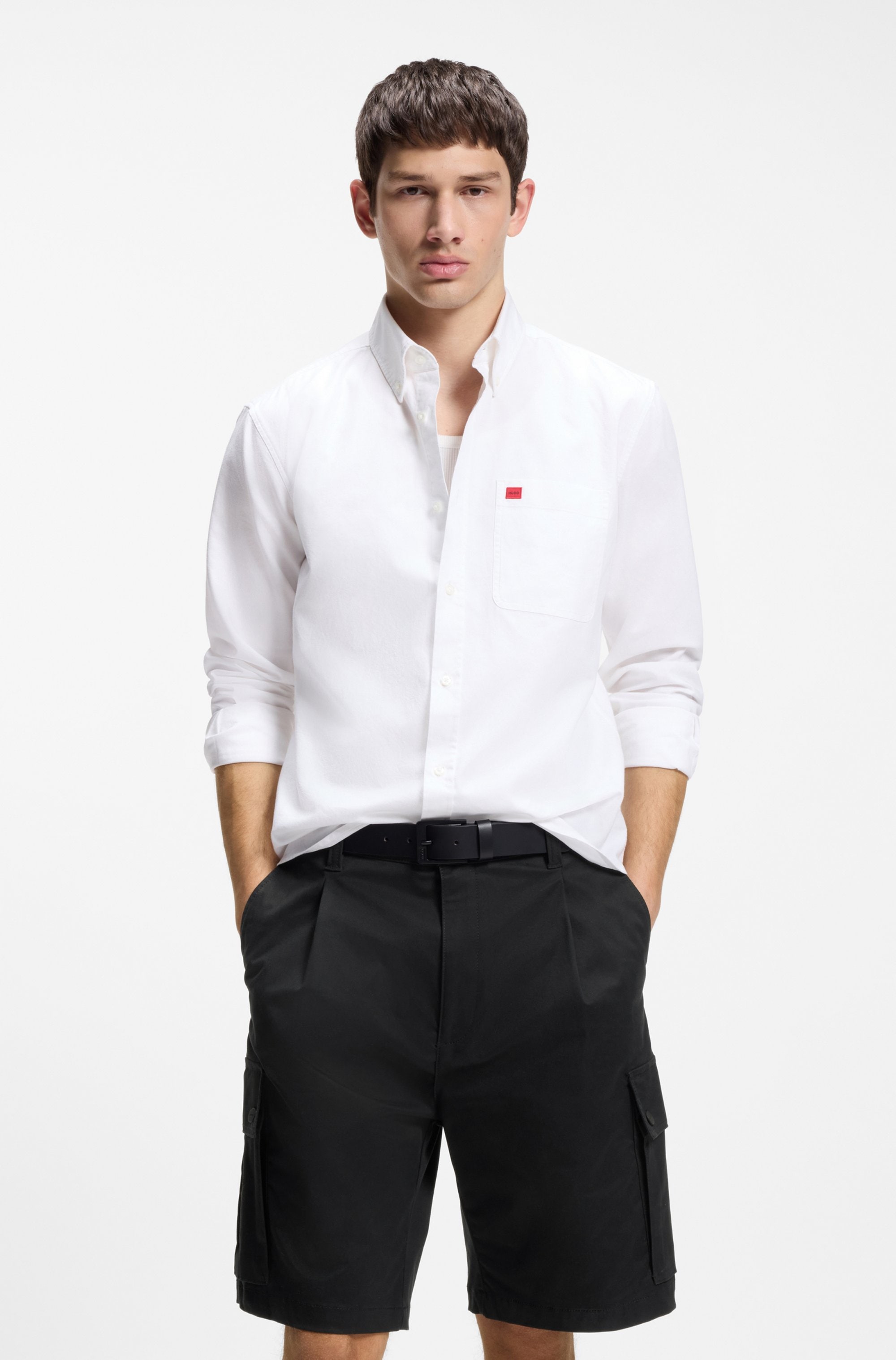 HUGO Ceinture en cuir »Grover Sz35« mit Logoprägung auf der Schliesse