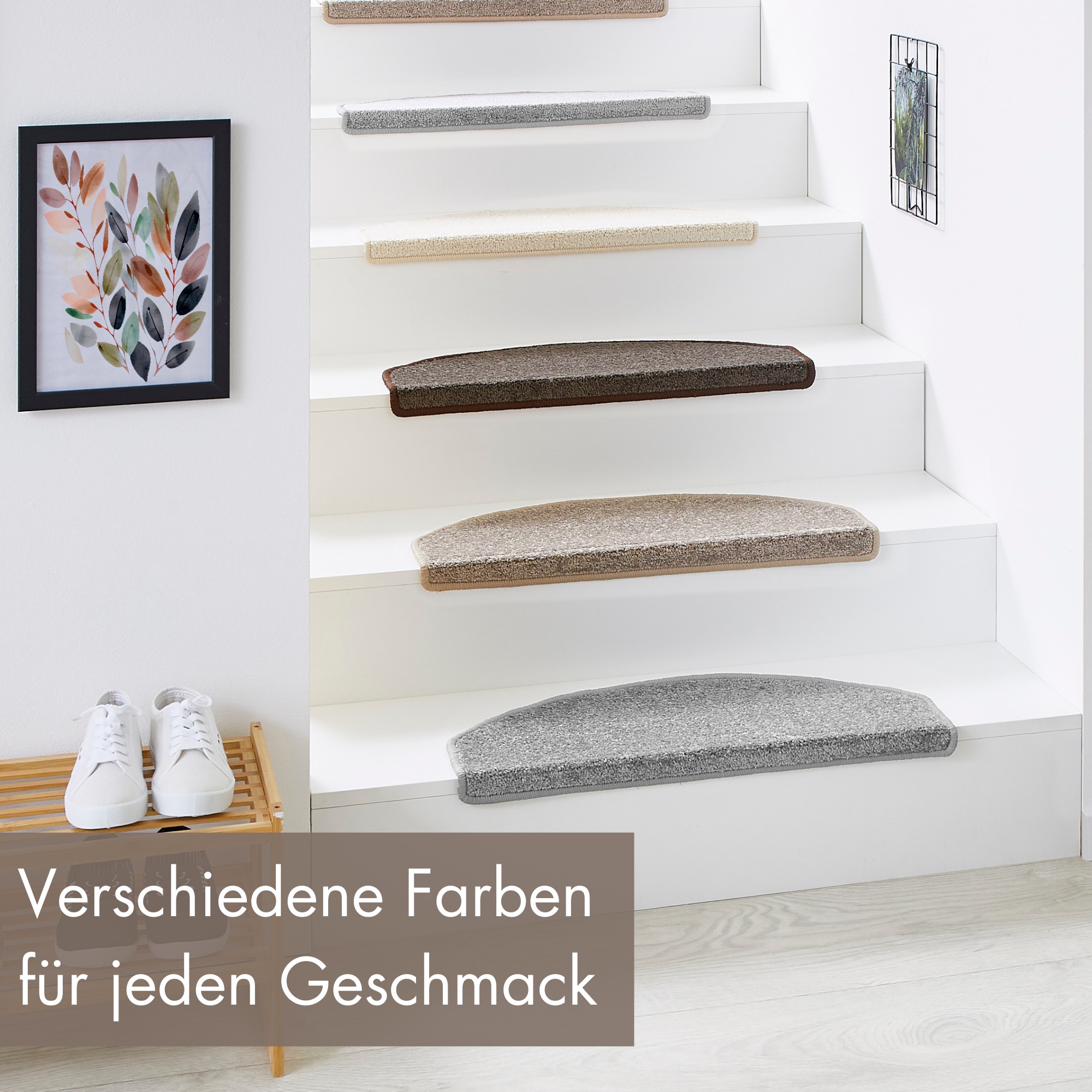 Andiamo Stufenmatte »Casablanca, Made in Netherlands« halbrund 6,5 mm Höhe Uni Farben, selbstklebend, strapazierfähig, 15 Stück in einem Set