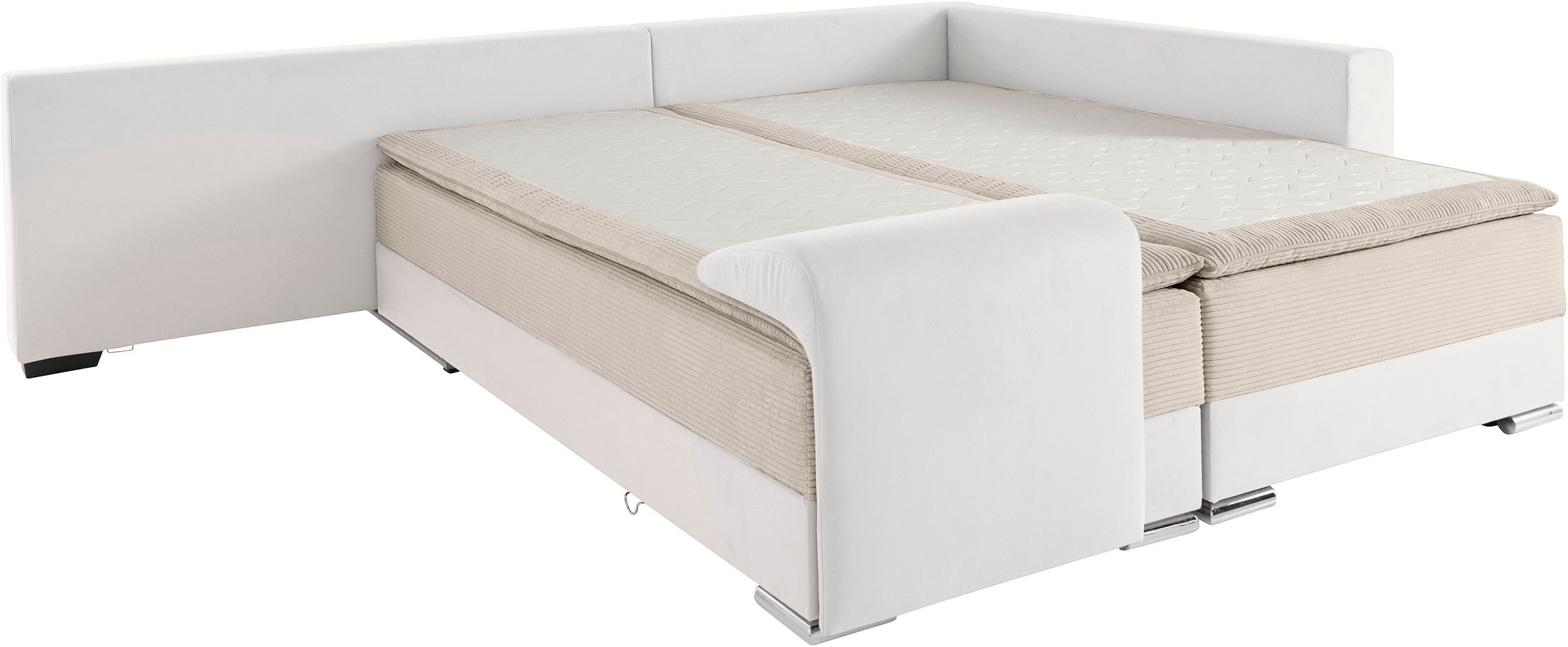 Home affaire Canapé d'angle »Night & Day L-Form, B: 324 cm, Dauer-Schlaffunktion und Armlehne« Bettfunktion & Bettkasten, Boxspringbett 180x200 cm