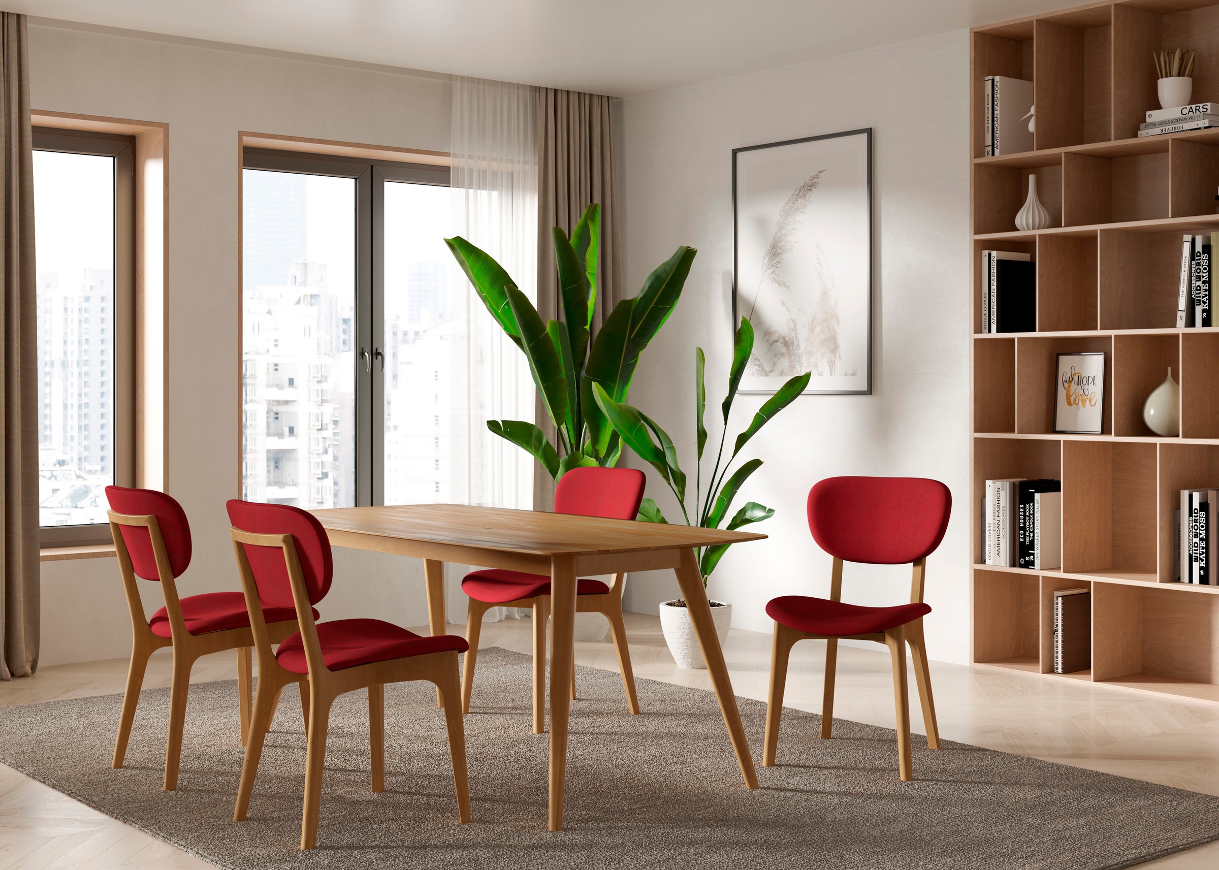 INOSIGN Stuhl »COZY Made in Italy« (Set) 2 Stk.Gestell in Buche, Kirsch- oder Nussbaum, Massivholz, Design Stuhl