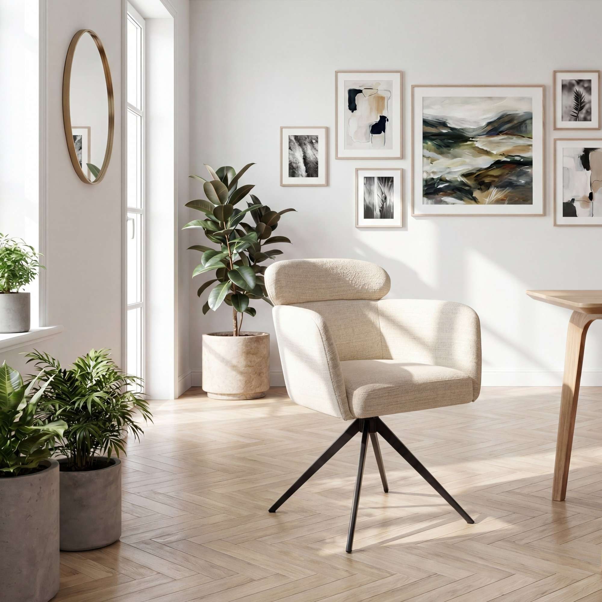 GOODproduct Chaise de salle à manger »Isarco« () 2 cuisretour automatique à 360°, dossier rembourré, accoudoir et surface d'assise