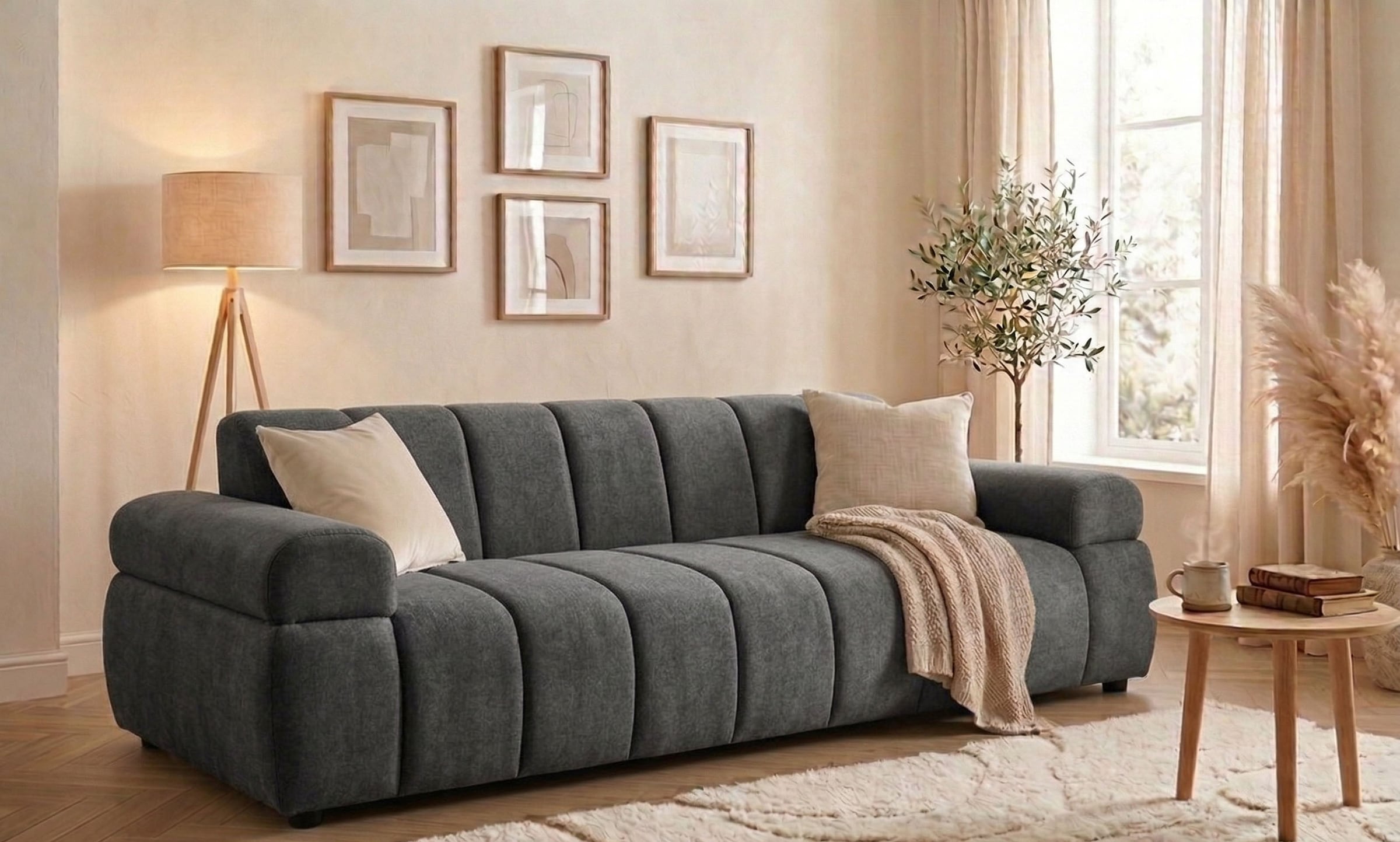 Home affaire 3-places »LYOTH Design-Sofa, moderne Steppung, Breite 220 cm« mit Wellenunterfederung, gemütlich und modern, komfortables Sitzgefühl