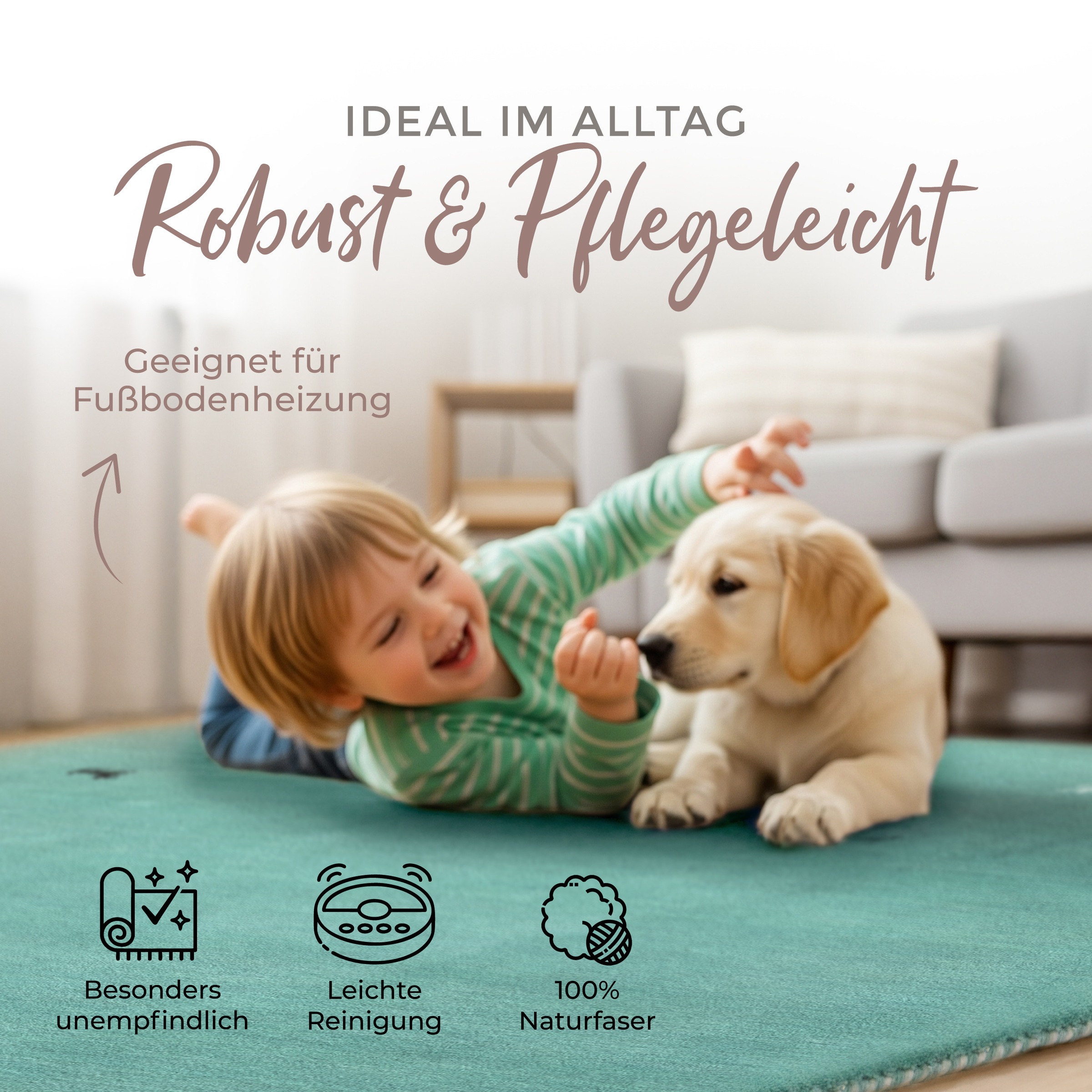 carpetfine Wollteppich »Gabbeh Uni,  auch als Läufer und Rund erhältlich« rechteckig 15 mm Höhe reine Wolle, handgewebt, Gabbeh Loom Tiermotiv, grosse Farbauswahl