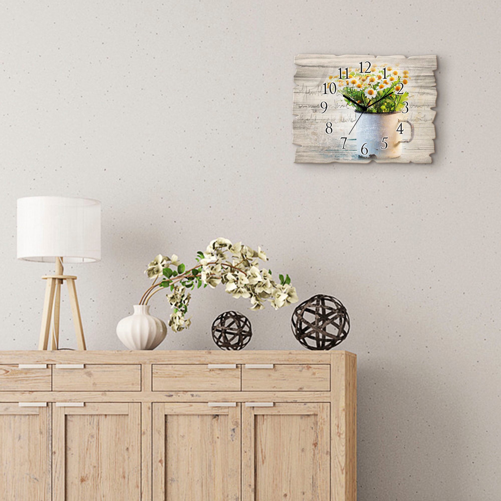 Artland Wanduhr »Frühlingsgarten mit Gänseblümchen« wahlweise mit  Quarz- oder Funkuhrwerk, lautlos ohne Tickgeräusche