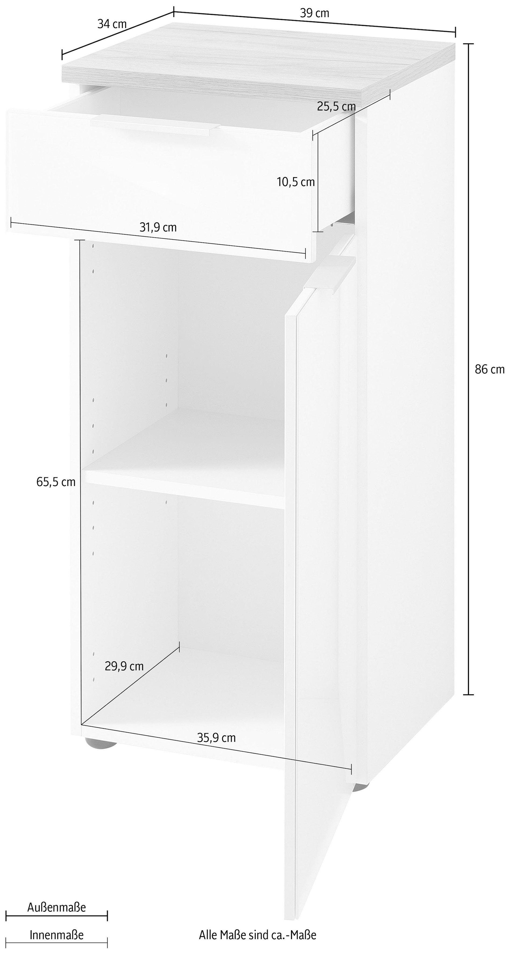 GERMANIA Armoire basse »Pescara« Front mit Glasauflage