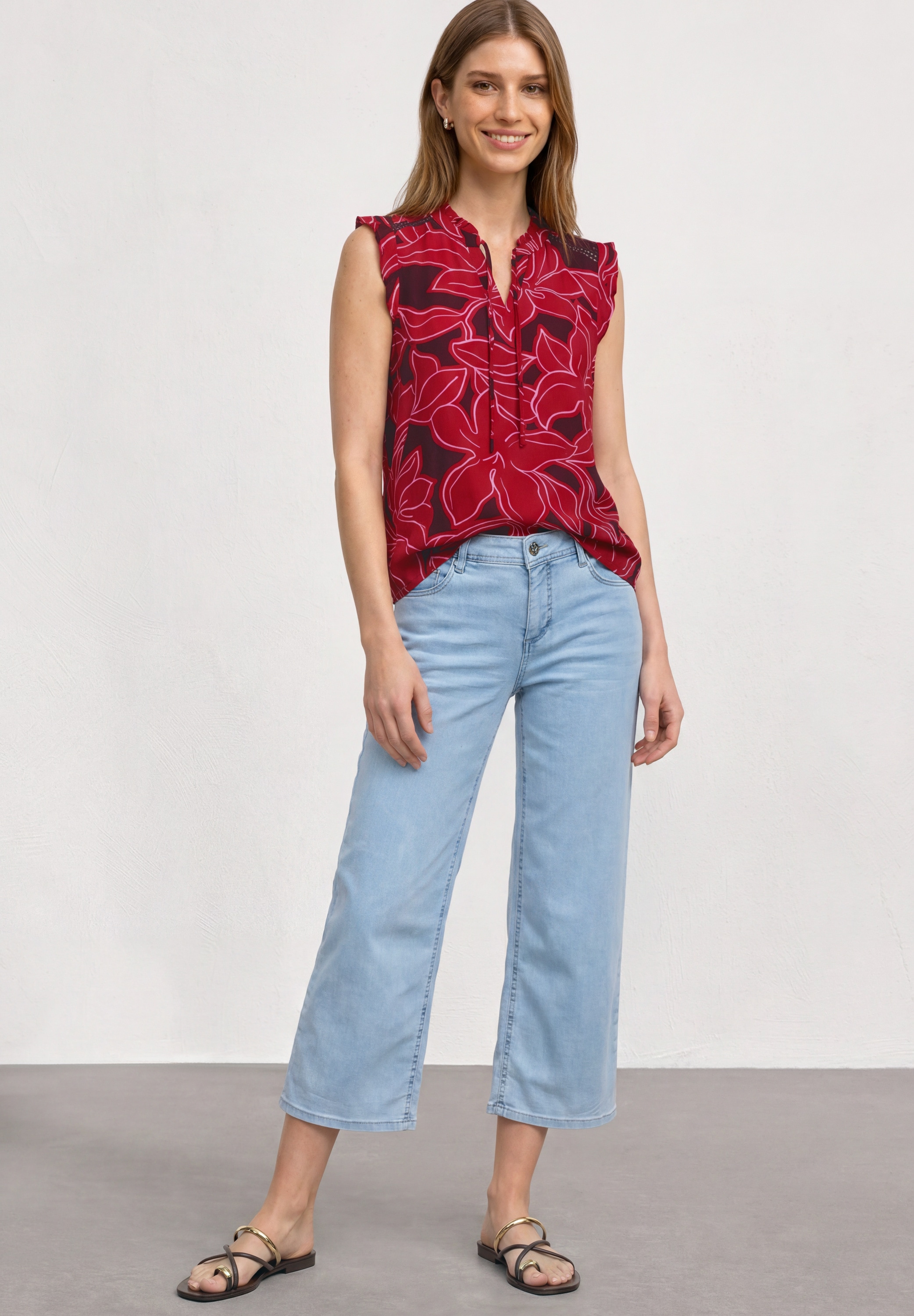 STREET ONE Top chemisier qualité chiffon fine avec top intérieur en modal, tombé souple