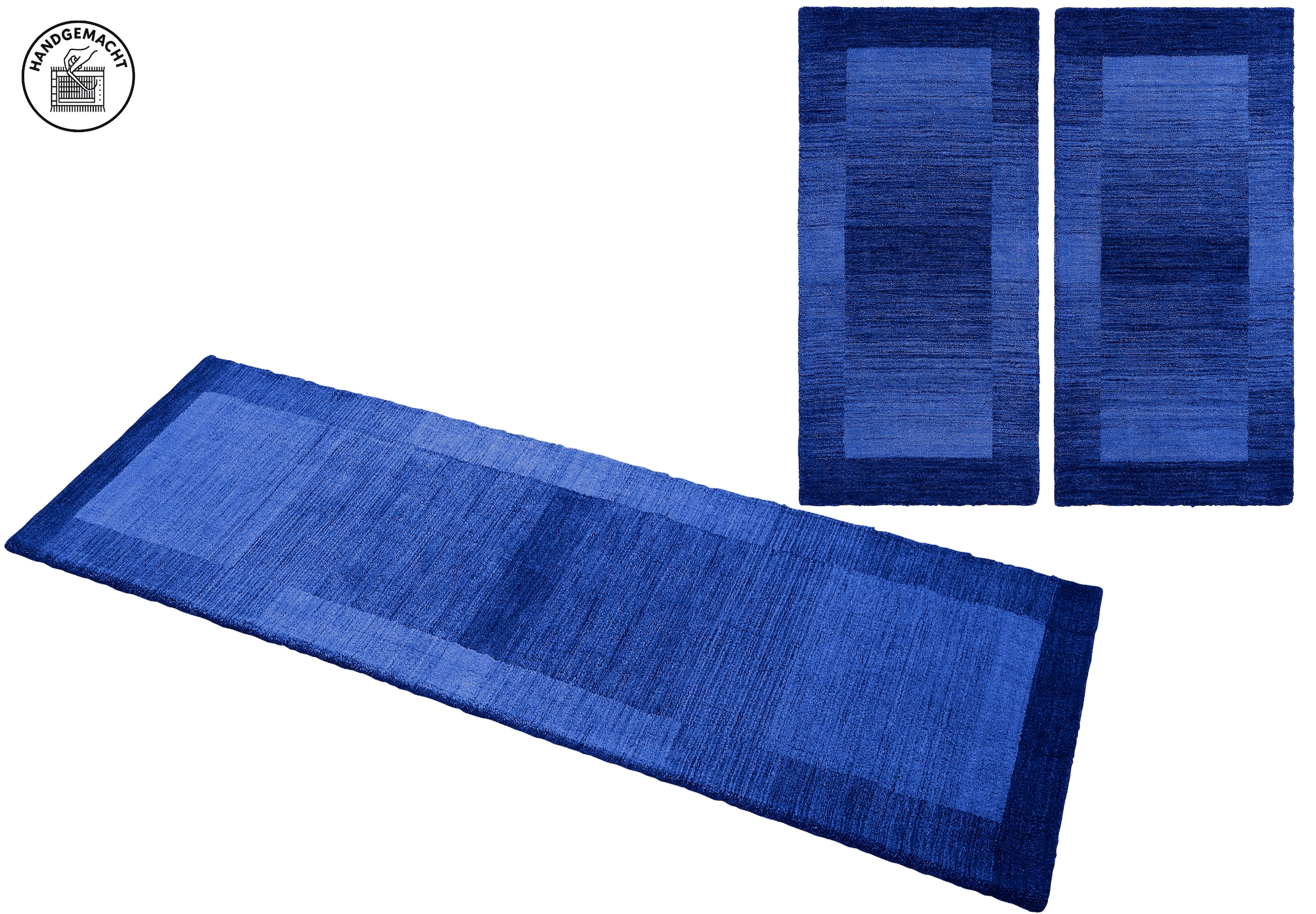 THEKO Bordure de lit »Gabbeh Super, Handweb, Teppich, Bordüre, reine Wolle,« Höhe 9 mm 3 tlg. Bettvorleger, Schlafzimmer, Läufer-Set