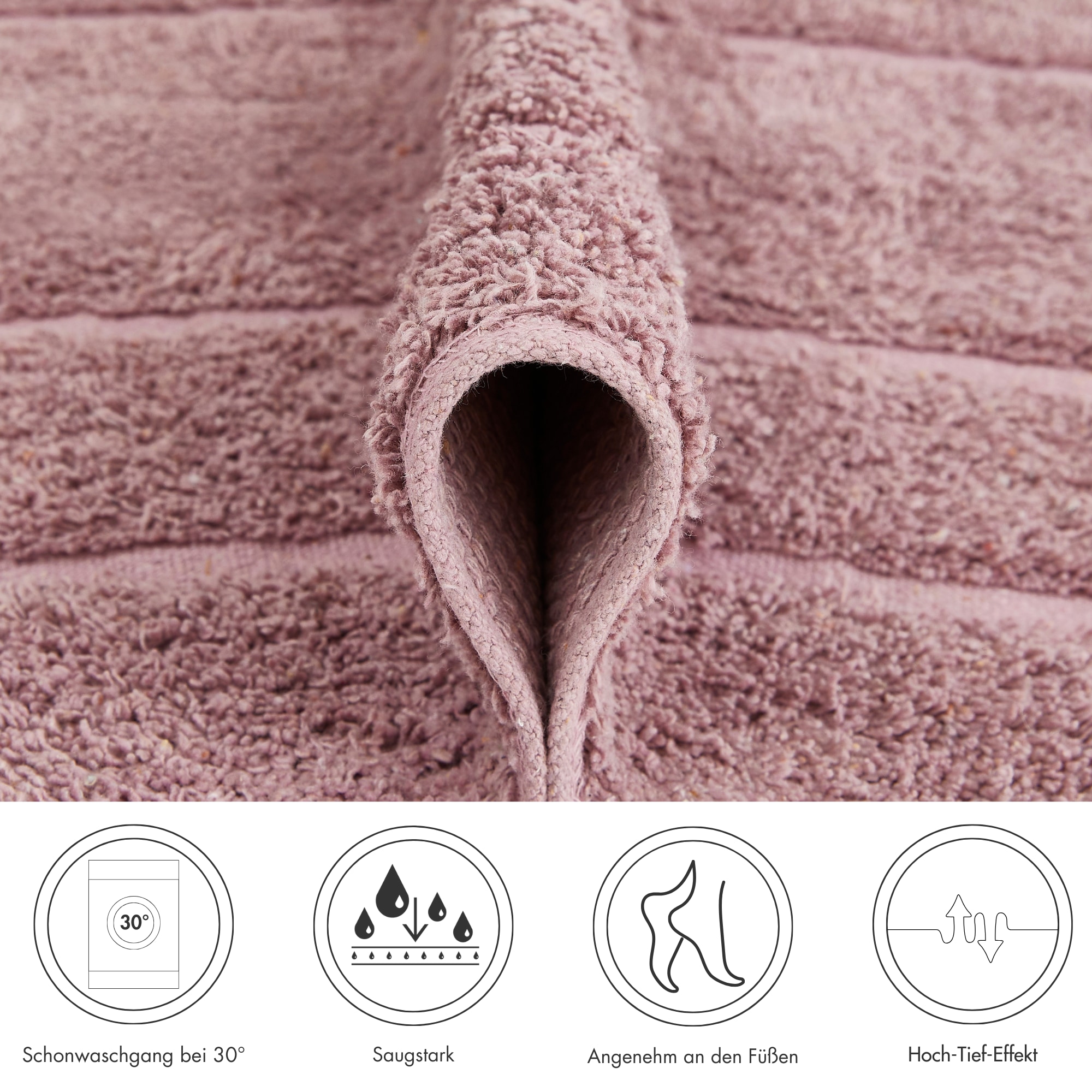 Andiamo Badematte »Havanna, 50x80 cm« Höhe 7,5 mm fussbodenheizungsgeeignet | schnell trocknend Badteppich, Uni Farben, Hoch-Tief Effekt, verschiedene Designs