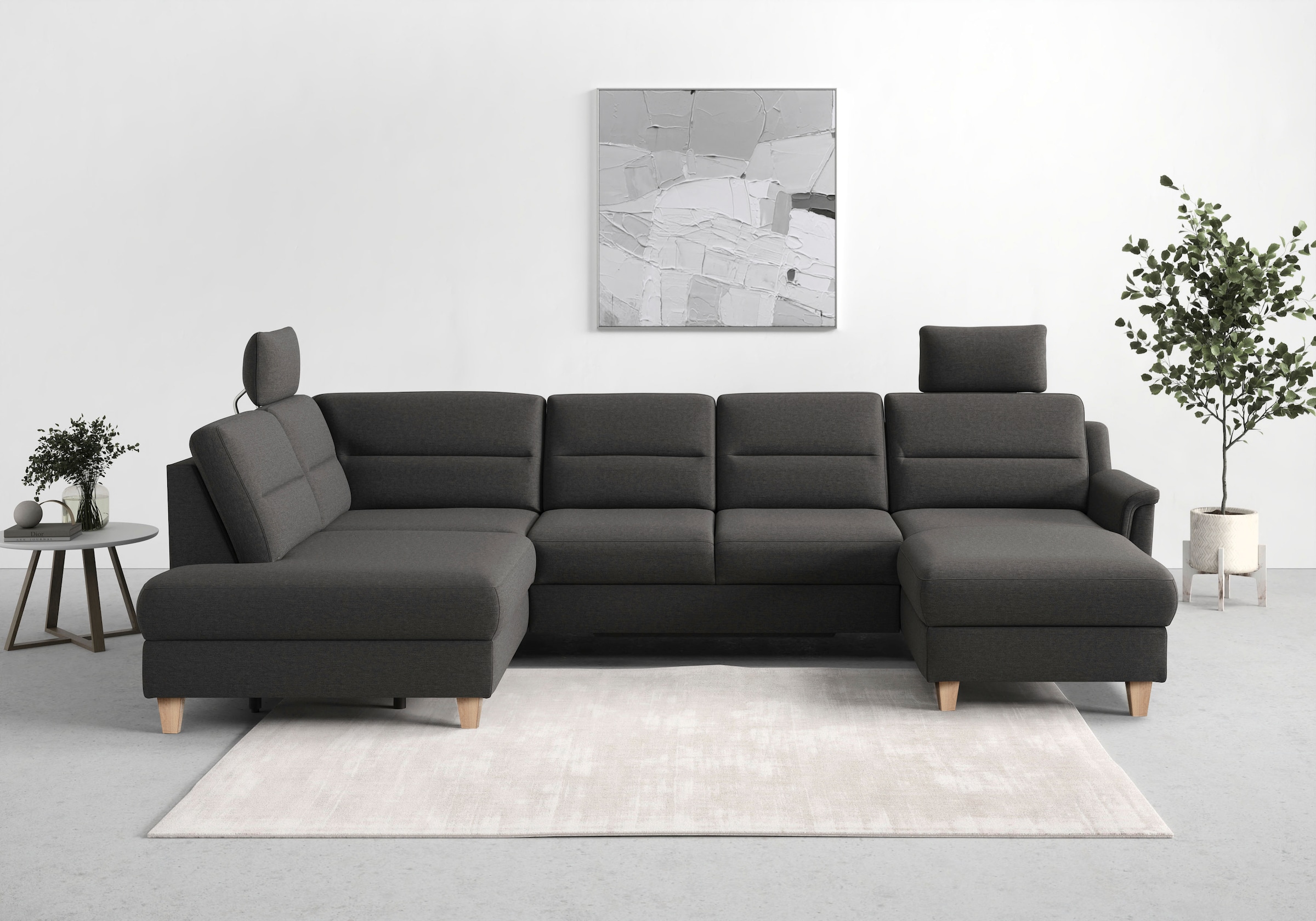 sit&more Paysage de salon »Farö U-Form« inklusive Federkern, wahlweise mit Bettfunktion und Bettkasten