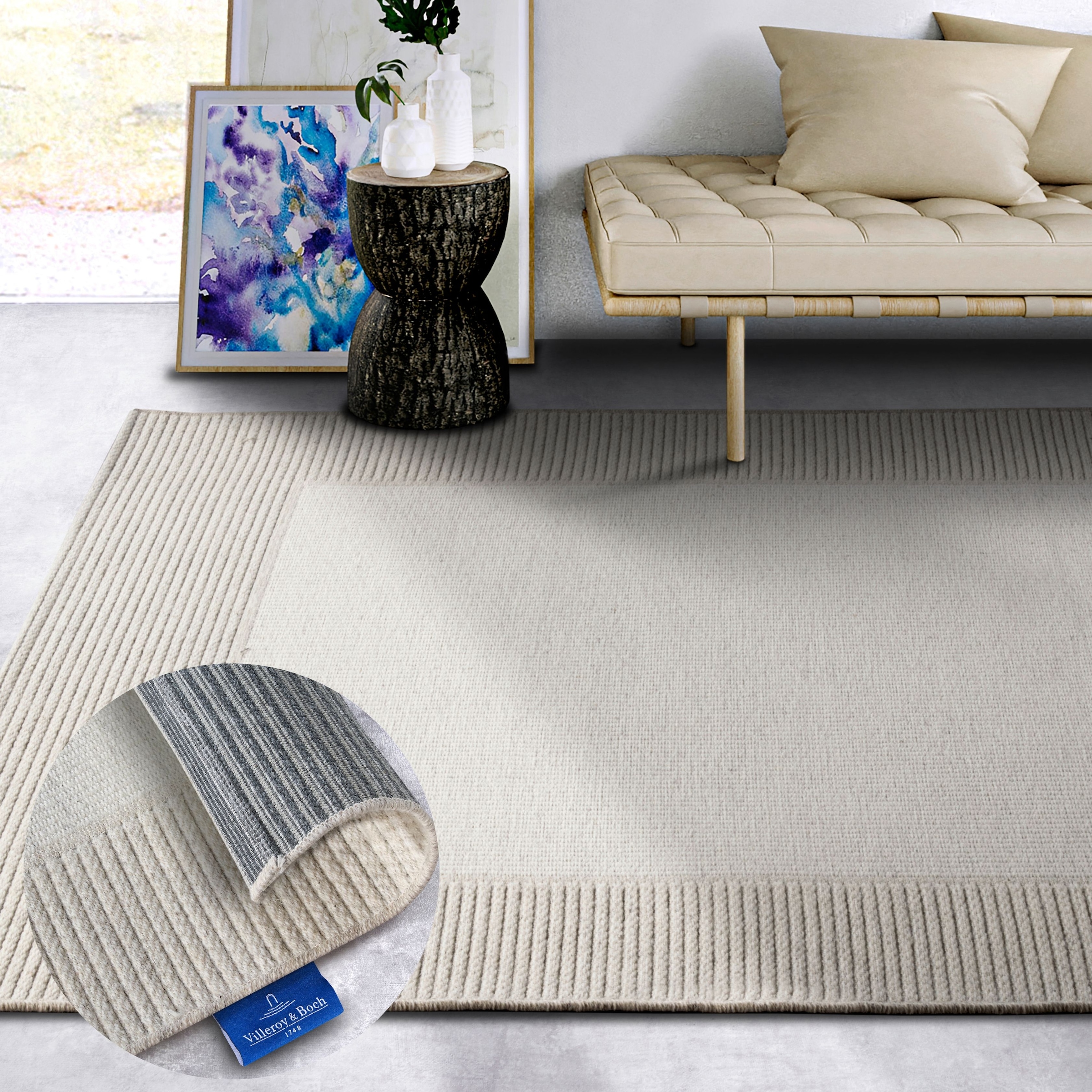 Villeroy & Boch Wollteppich »Johann« rechteckig 5 mm Höhe Schurwolle, Wolle, Natur, Wohnzimmer, Schlafzimmer, Boho, Skandi