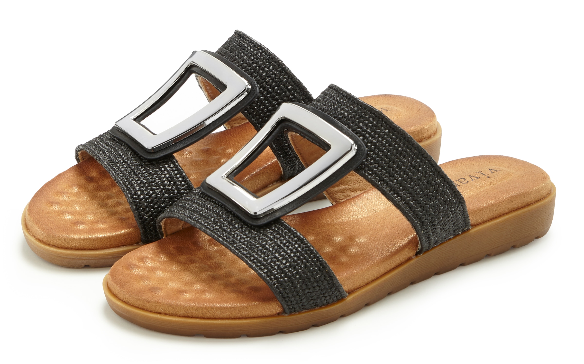 Vivance Pantolette »Sandale, Sommerschuh, offener Schuh, Mule,«  NEU mit modischem Schmuckelement und softer Innensohle VEGAN