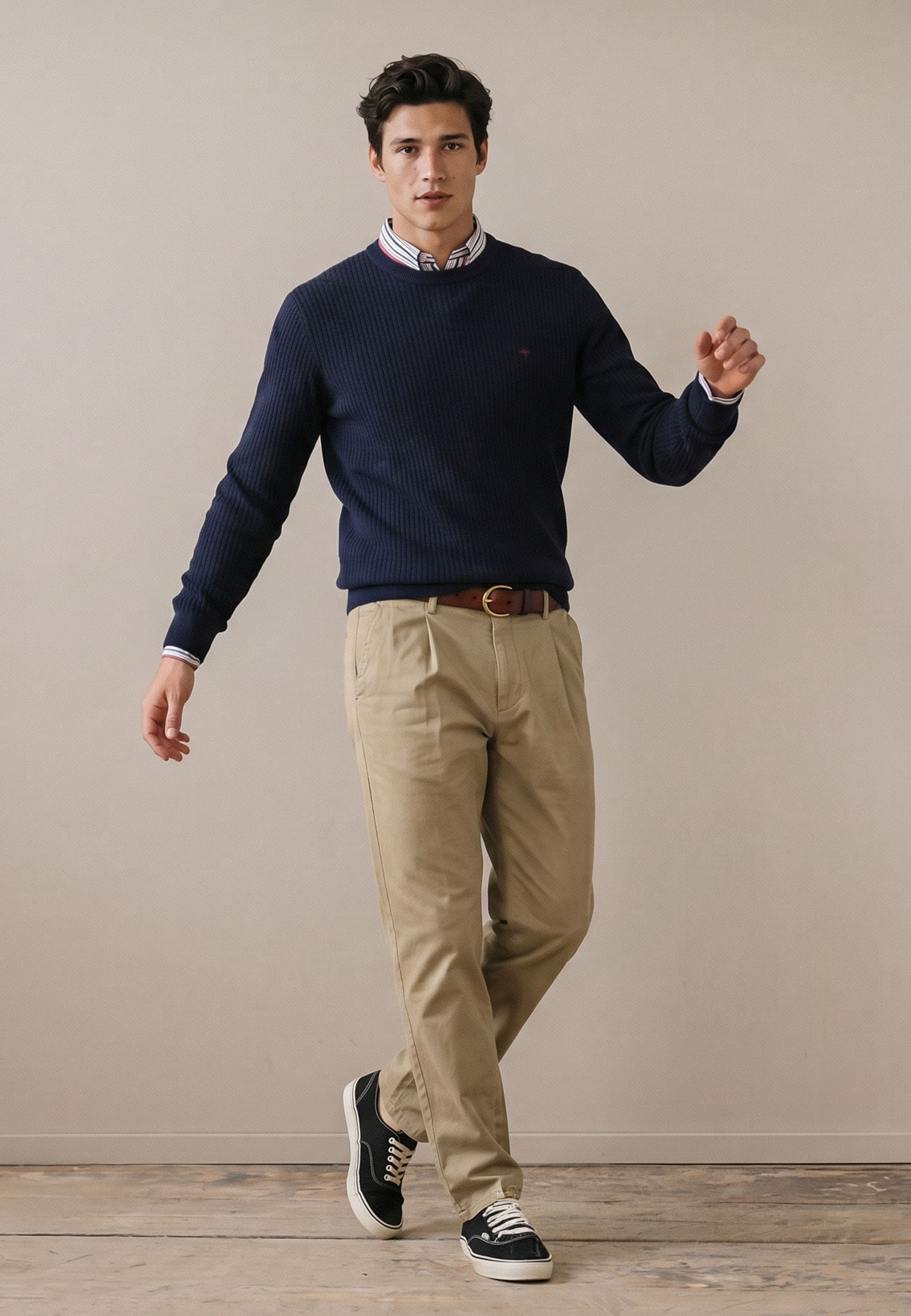 FYNCH-HATTON Pull en tricot avec broderie du logo
