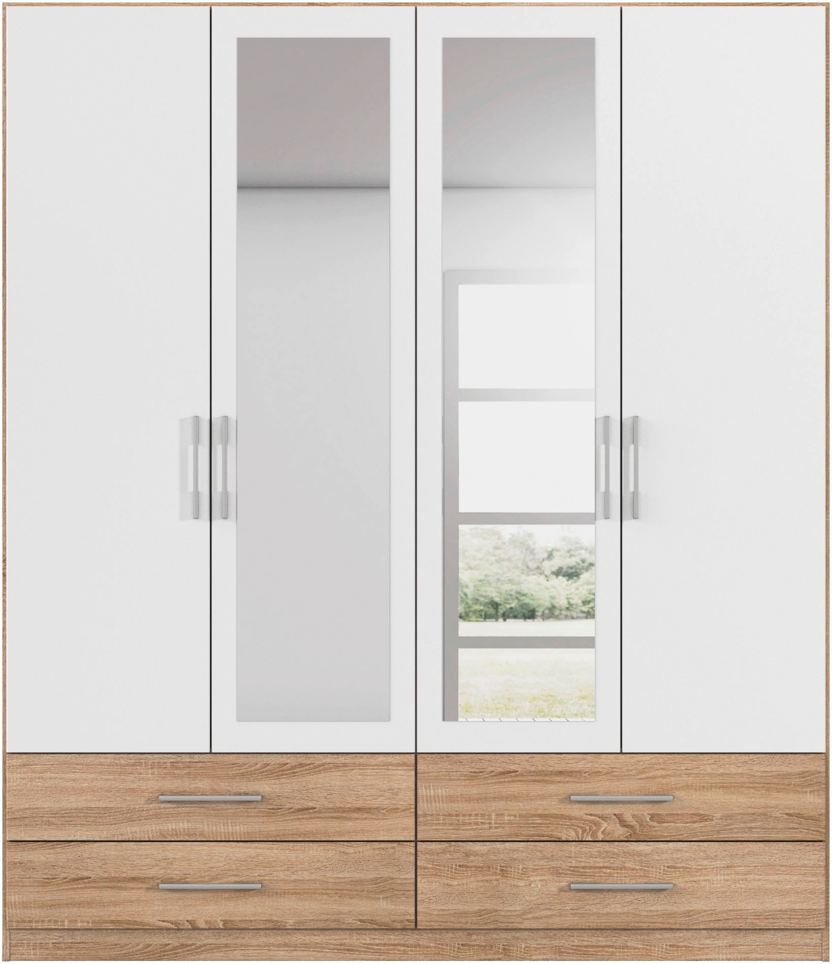 rauch Armoires à vêtements »Schrank Garderobenschrank Mehrzweckschrank Schlafzimmer HERSBRUCK« 3 finitions différentes BASIC/CLASSIC/PREMIUM (incl. soft-close),  avec tiroirs spacieux ainsi que portes-miroirs FABRIQUÉ EN ALLEMAGNE